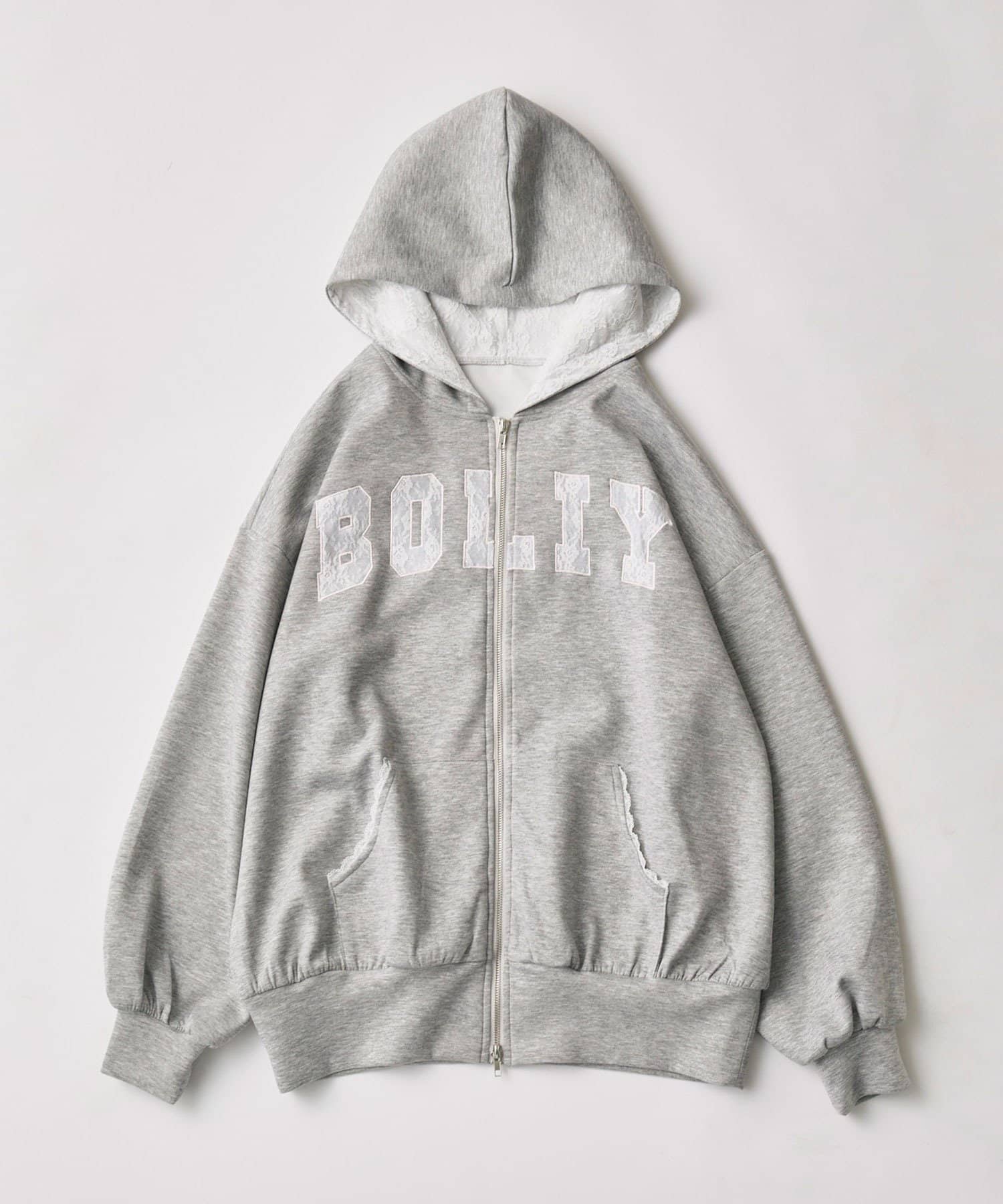 OLIVE des OLIVE(オリーブ デ オリーブ) パッチワークロゴZIPパーカー