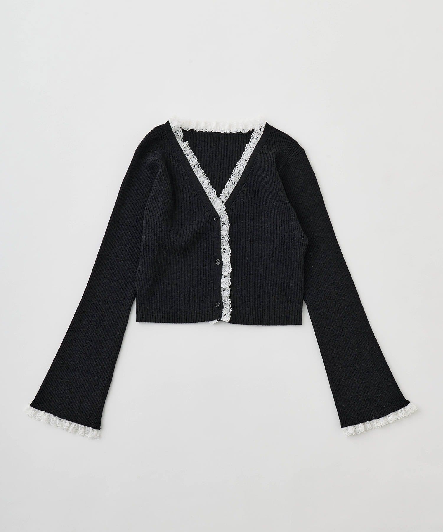 OLIVE des OLIVE(オリーブ デ オリーブ) 袖レース配色カーデ