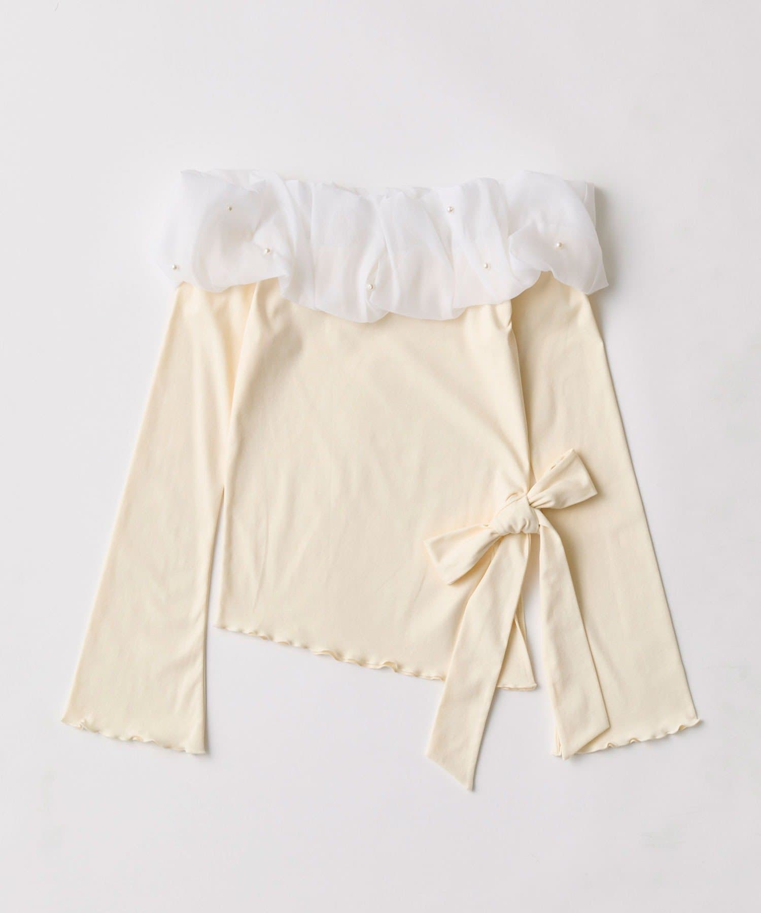 OLIVE des OLIVE(オリーブ デ オリーブ) 【インフルエンサー企画】yui ちゅるふわリボンオフショルトップス