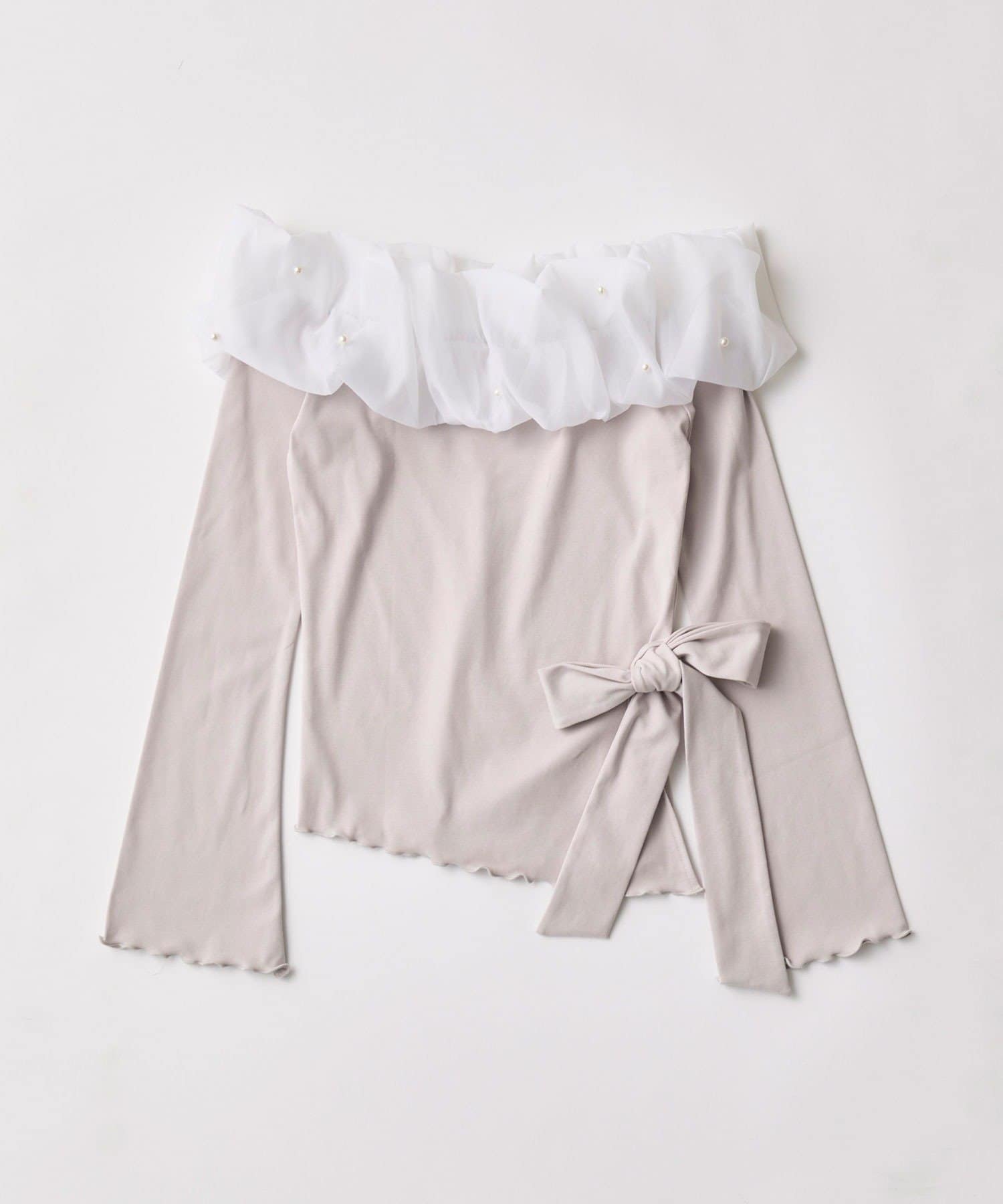 OLIVE des OLIVE(オリーブ デ オリーブ) 【インフルエンサー企画】yui ちゅるふわリボンオフショルトップス