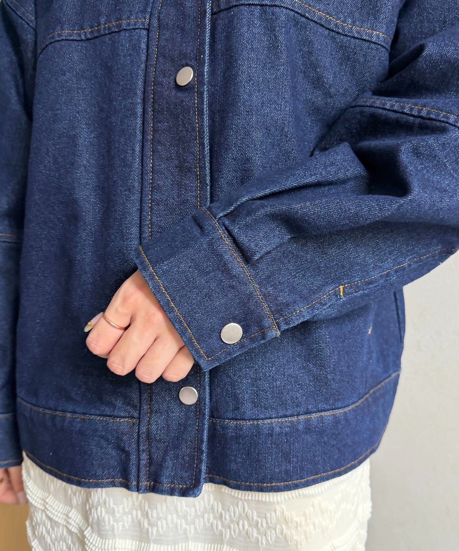 Thevon.(ゼヴォン) 襟合皮ZIPデニムブルゾン