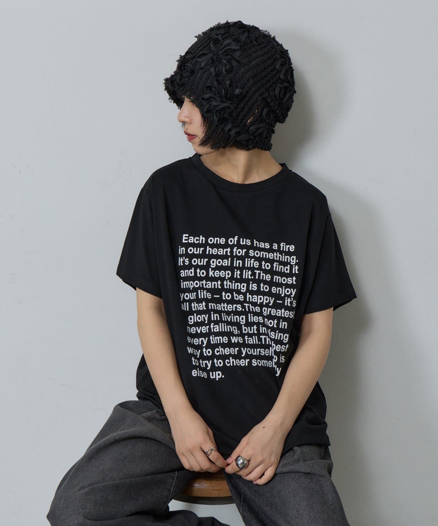 -goocy-(グーシー) 【接触冷感】テキストプリントT