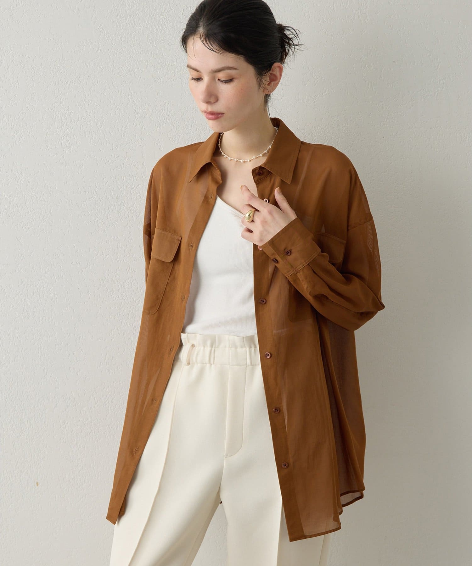 Whim Gazette(ウィム ガゼット) 【Drawing Numbers】コットンシースルーブラウス