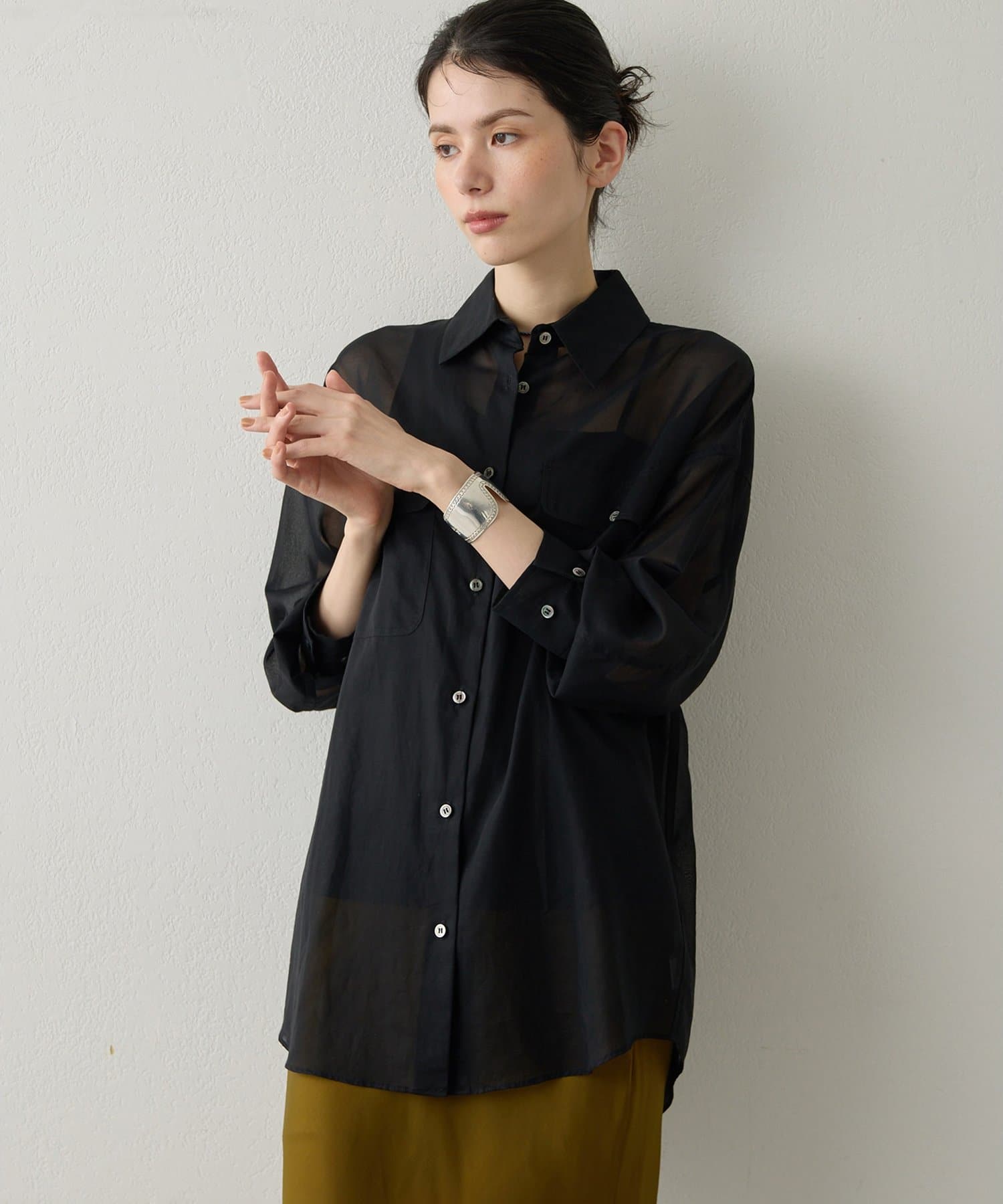 Whim Gazette(ウィム ガゼット) 【Drawing Numbers】コットンシースルーブラウス