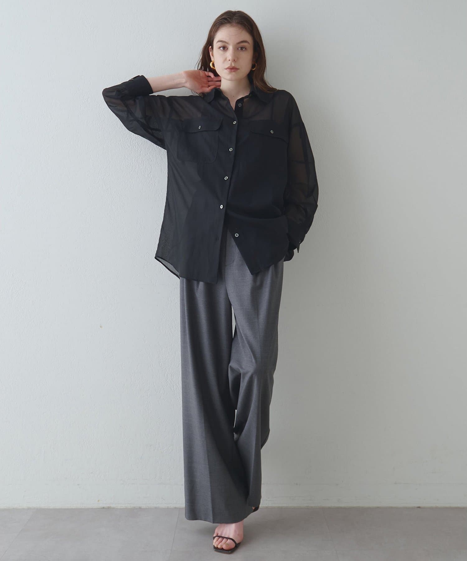 Whim Gazette(ウィム ガゼット) 【Drawing Numbers】コットンシースルーブラウス