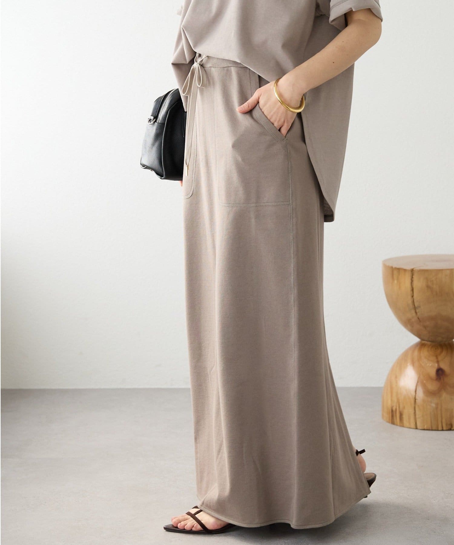 RIVE DROITE(リヴドロワ) 予約【イージーな着心地】スエットロングスカート/4月中旬お届け予定