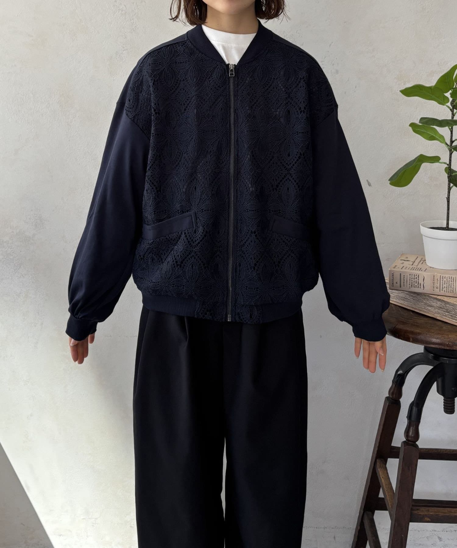 LOCUST(ローカスト) 【大人女性に】レースココンビブルゾン