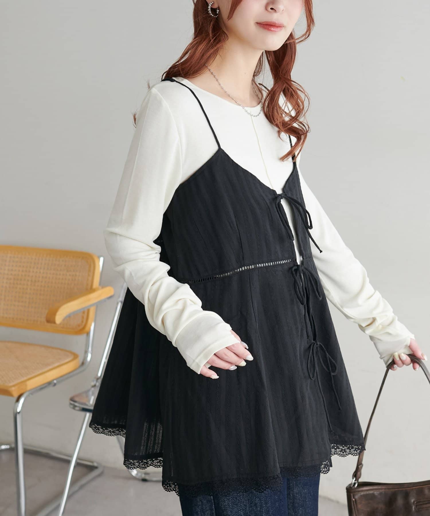 DISCOAT(ディスコート) 【WEB限定】コットンレースリボンチュニック