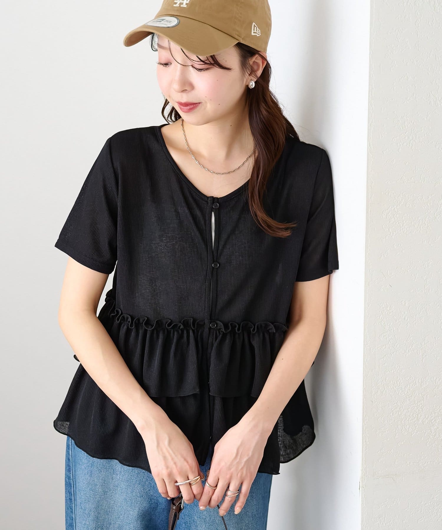 DISCOAT(ディスコート) 【WEB限定】シアーラメフリルカーディガン