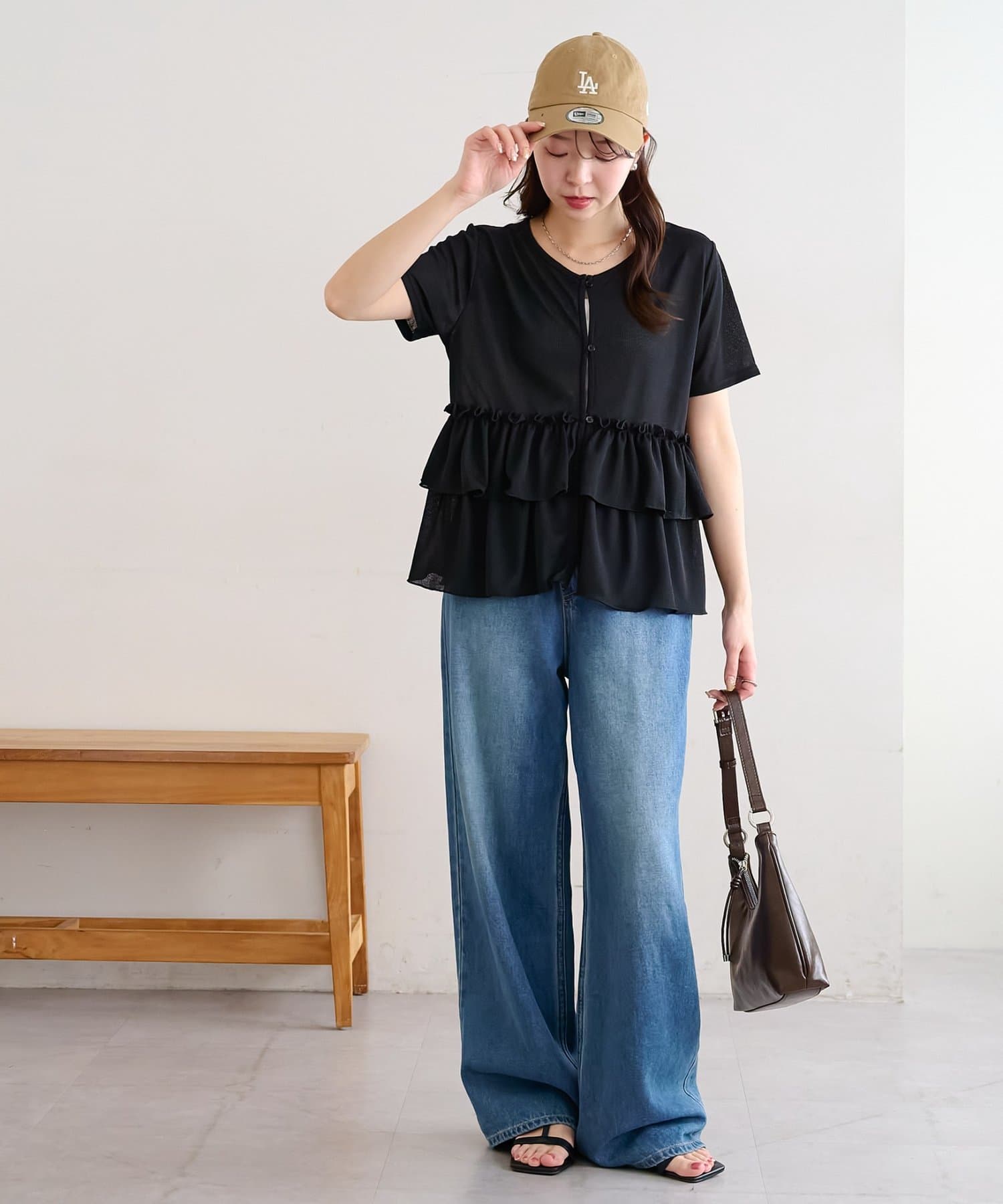 DISCOAT(ディスコート) 【WEB限定】シアーラメフリルカーディガン