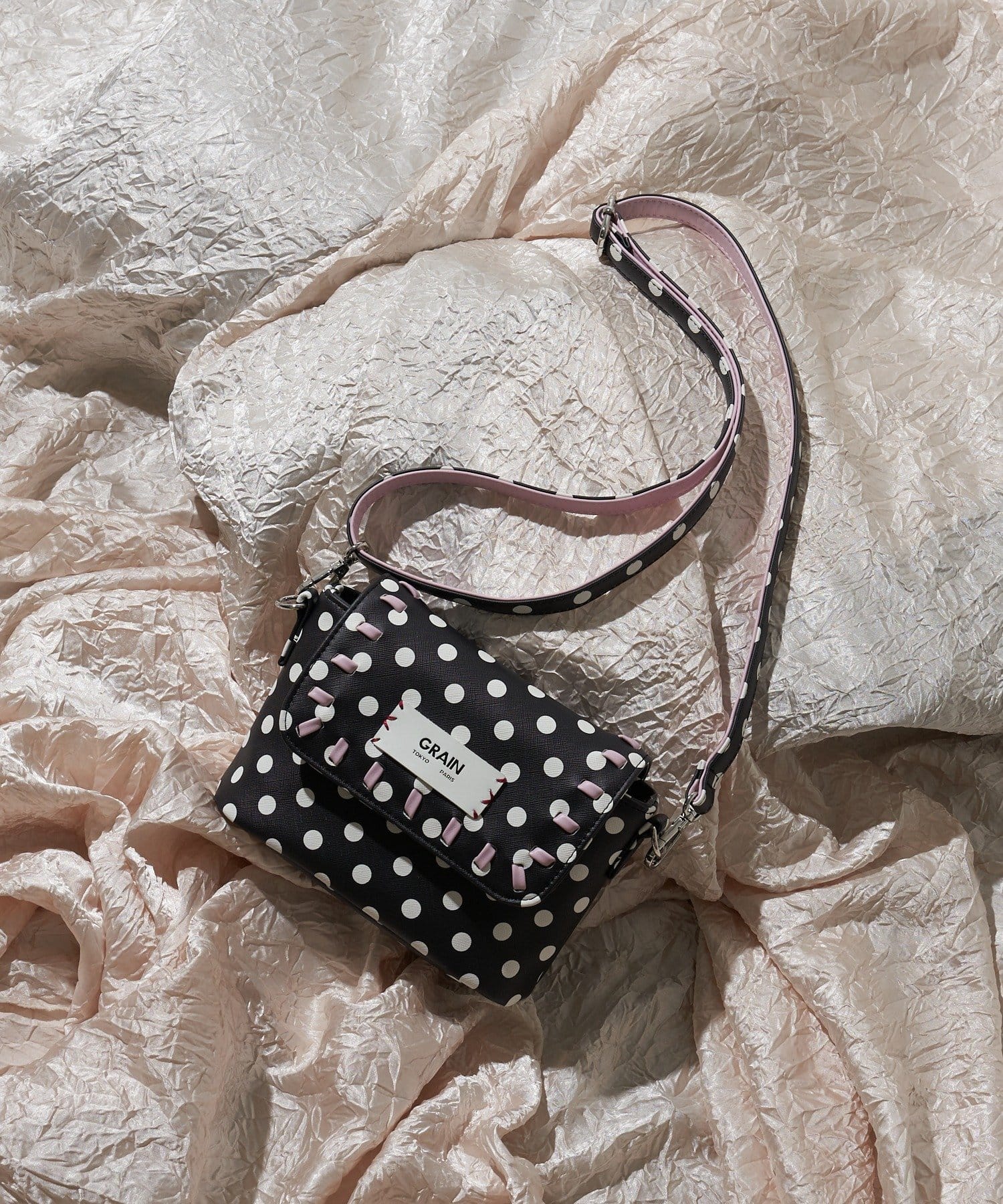 CIAOPANIC(チャオパニック) 【WEB限定】【GRAIN】ステッチ水玉ミニショルダーバッグ