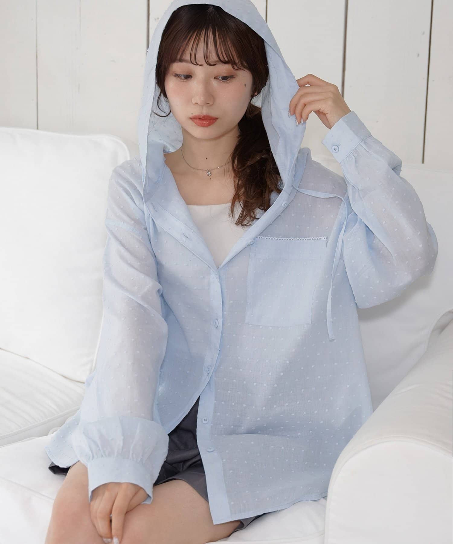 DISCOAT(ディスコート) 【umm.】ドビードットフードシャツ