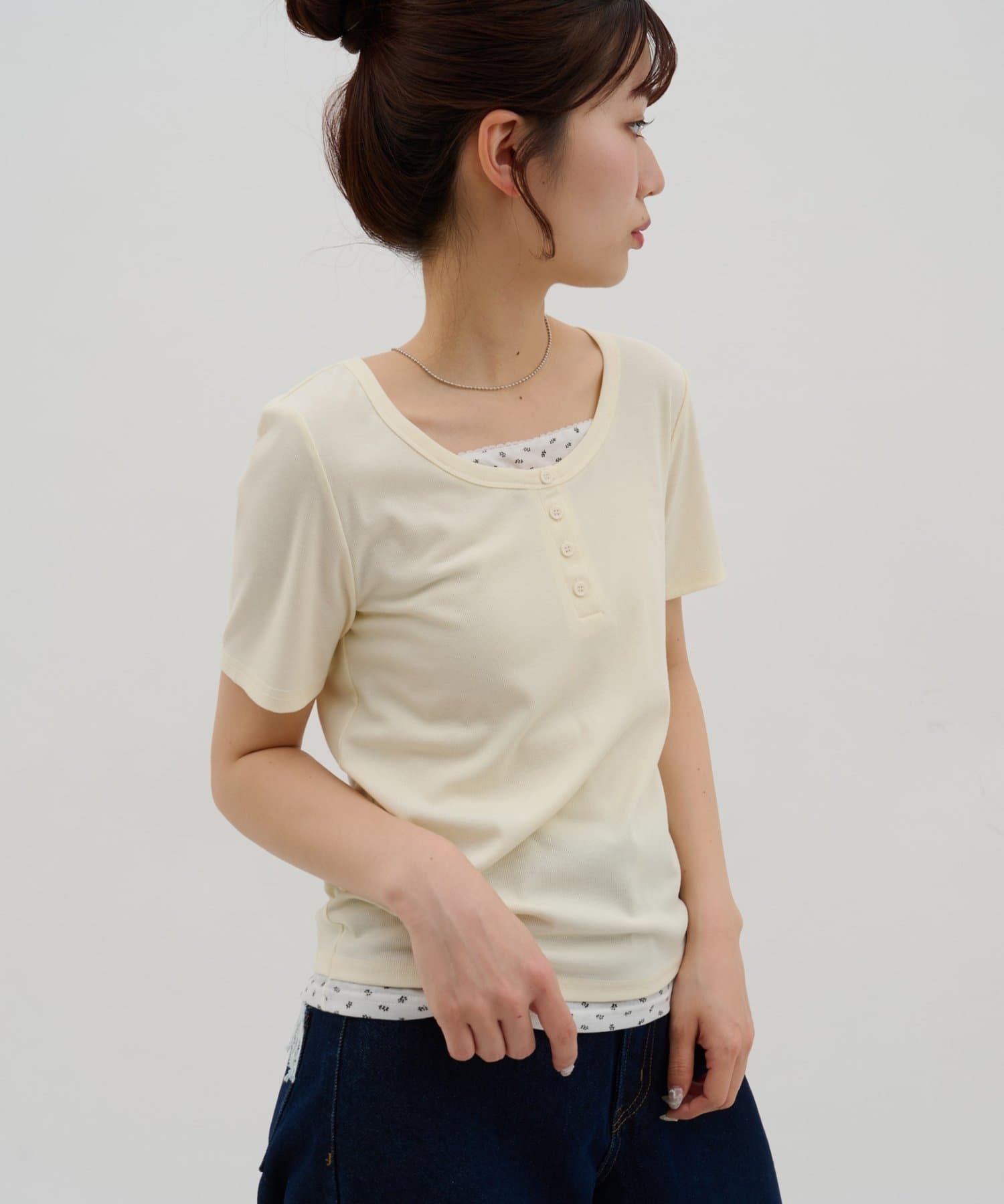 DISCOAT(ディスコート) 【umm.】レイヤードヘンリーハーフスリーブ