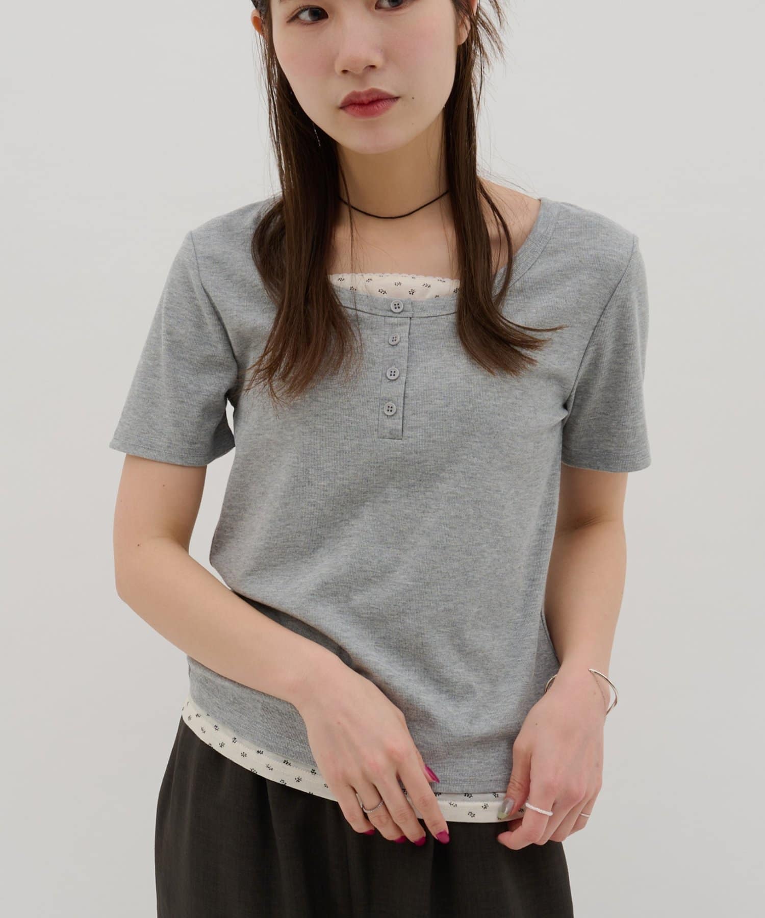 DISCOAT(ディスコート) 【umm.】レイヤードヘンリーハーフスリーブ