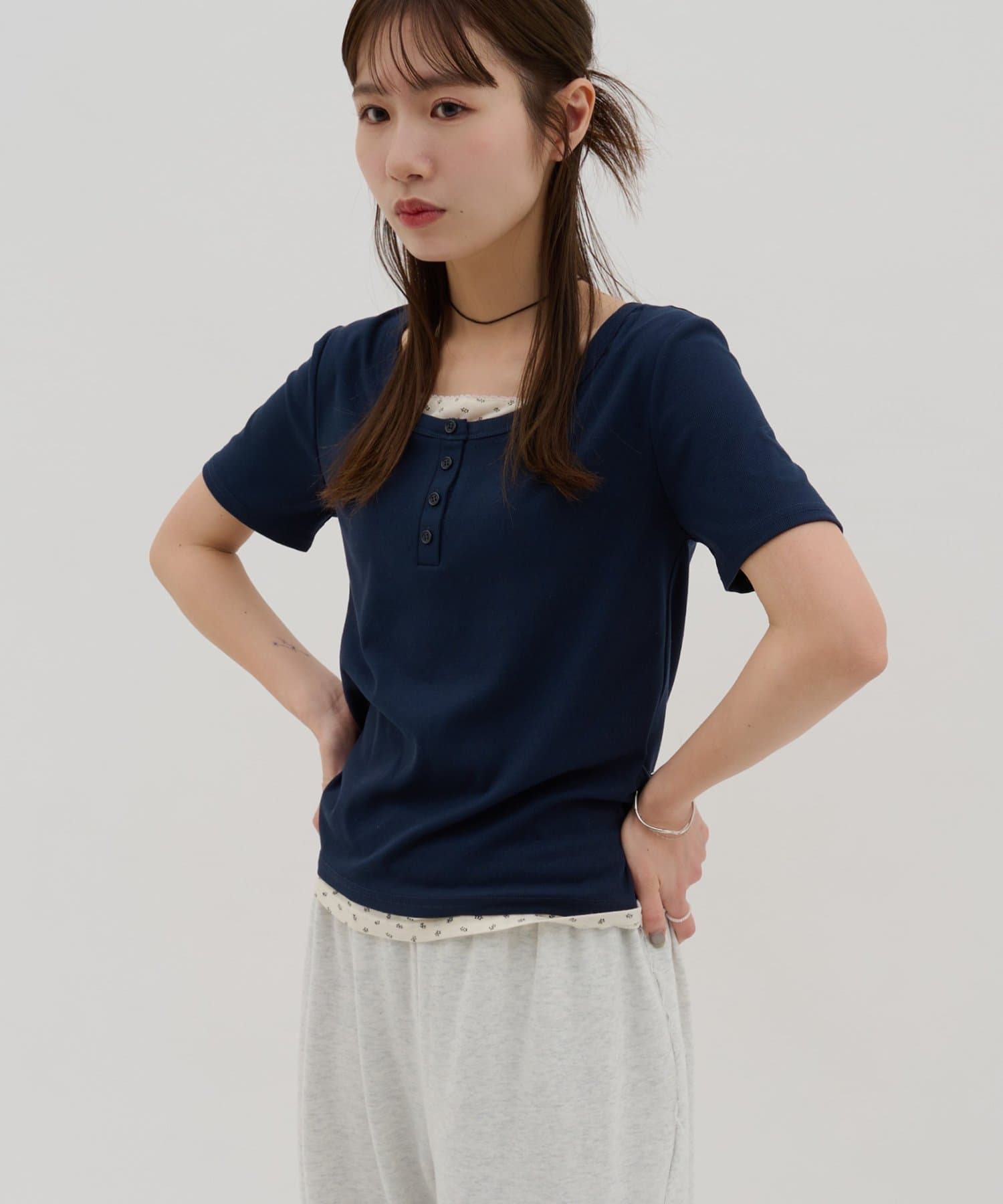 DISCOAT(ディスコート) 【umm.】レイヤードヘンリーハーフスリーブ