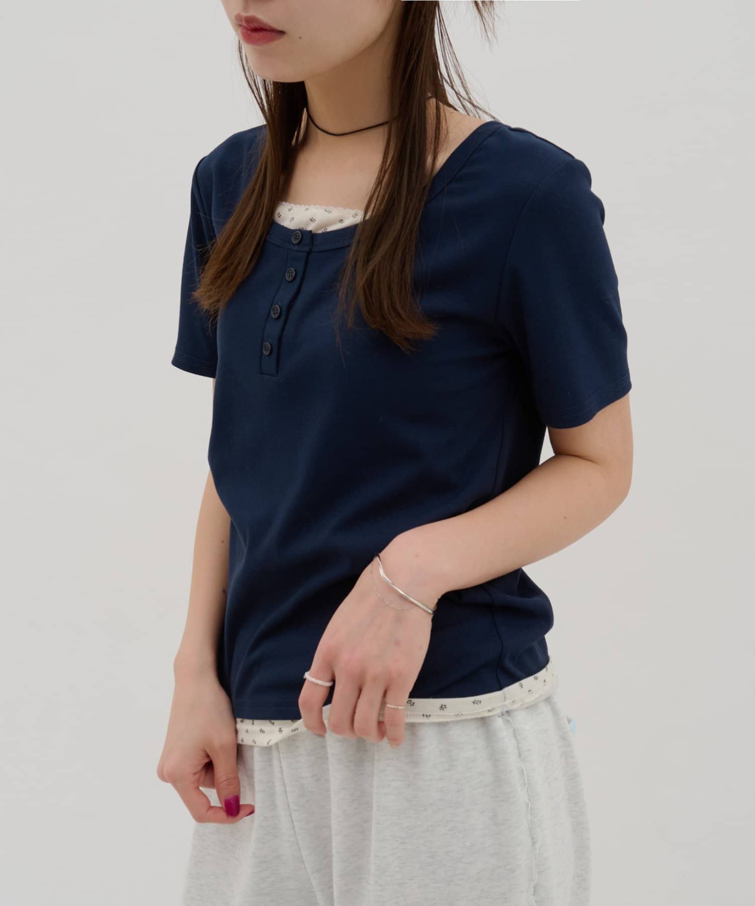 DISCOAT(ディスコート) 【umm.】レイヤードヘンリーハーフスリーブ