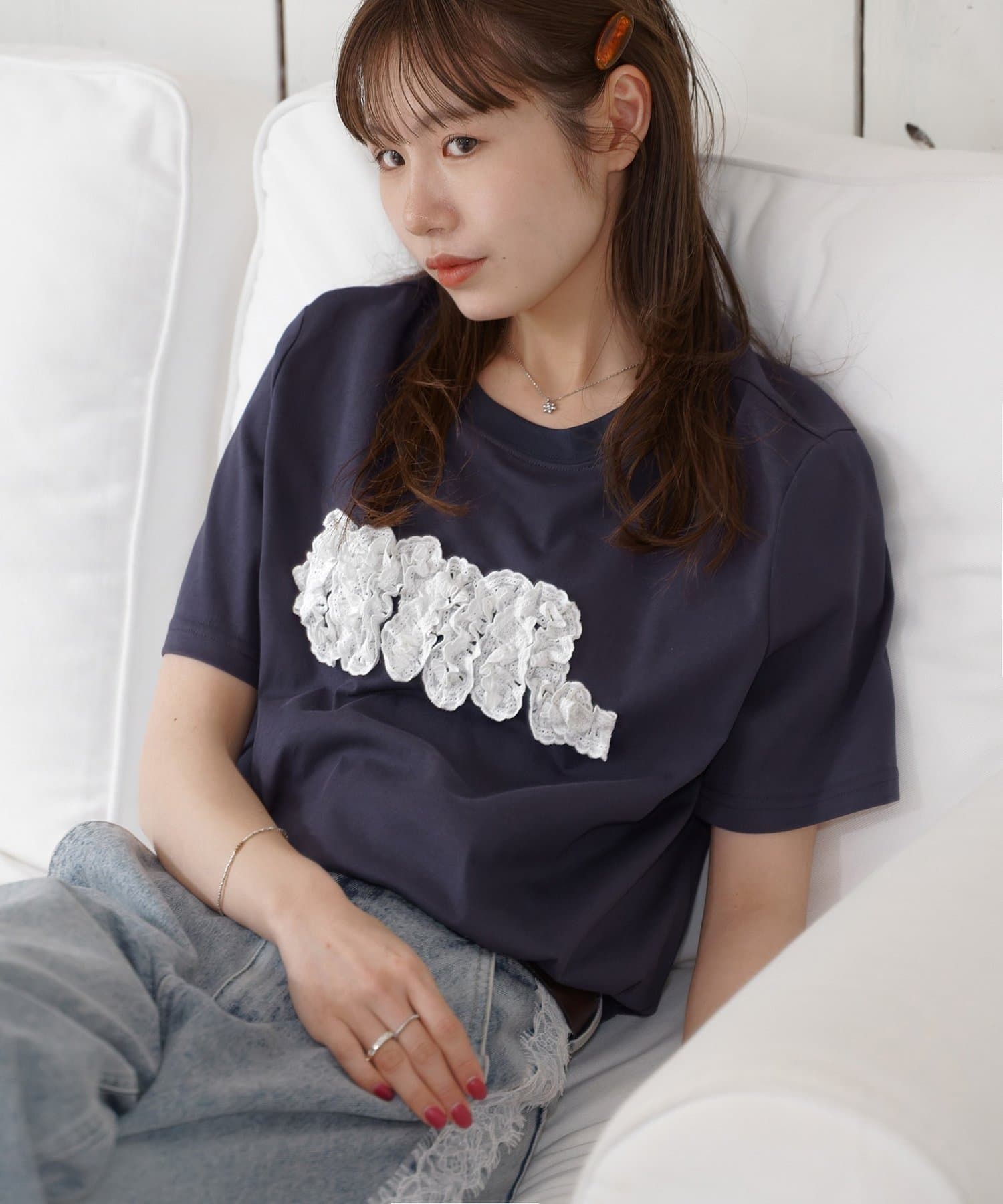 DISCOAT(ディスコート) 【umm.】レースロゴ半袖T