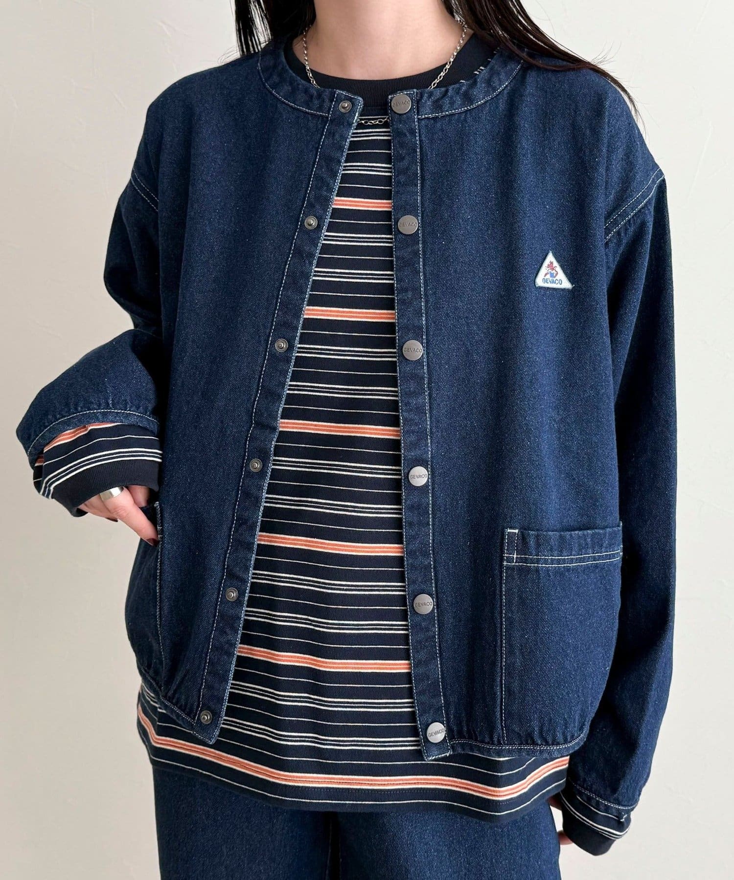 FREDY & GLOSTER(フレディ アンド グロスター) 【GEVACO/ゲバコ】ノーカラーデニムジャケット