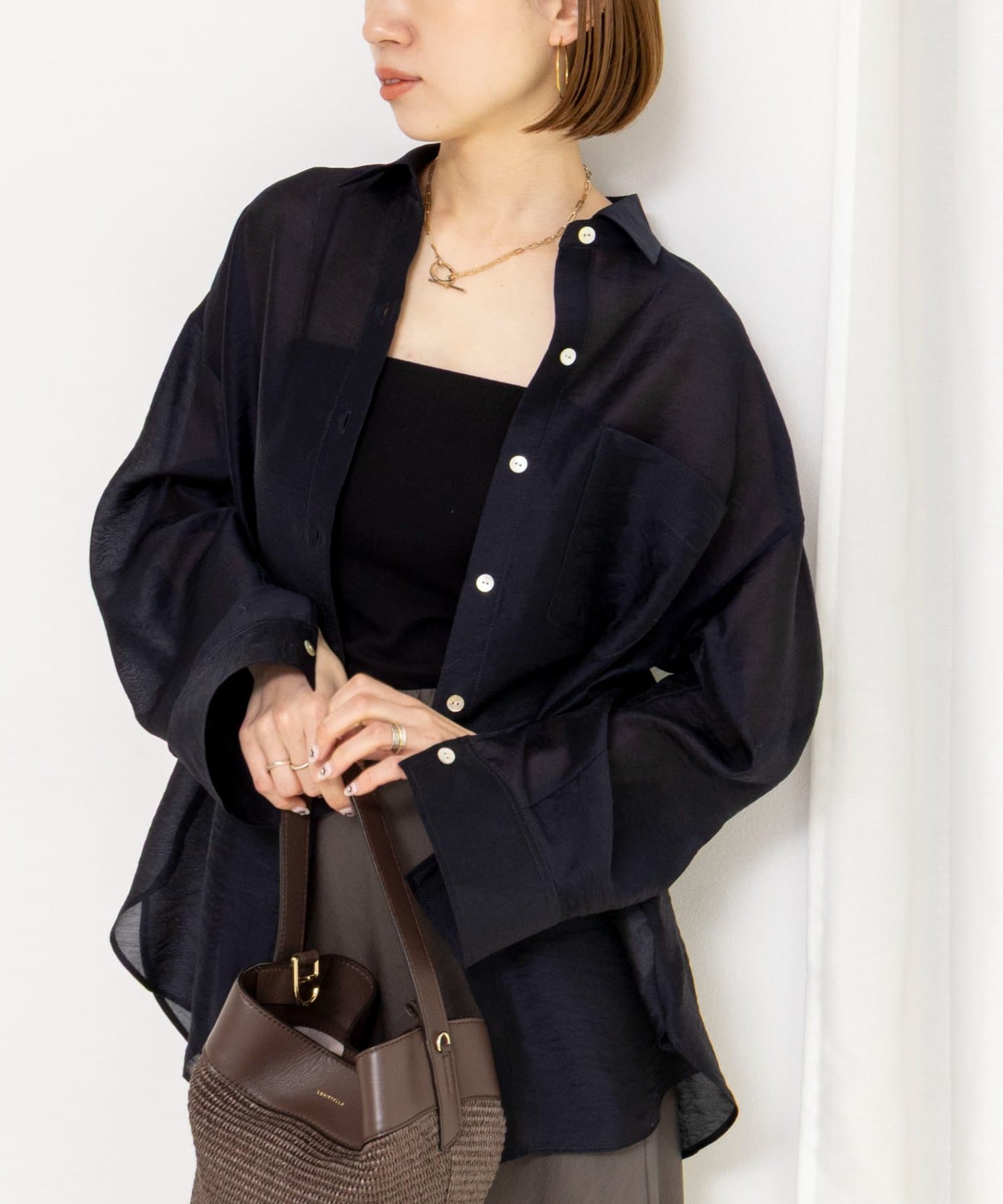 NOLLEY'S(ノーリーズ) ウォッシャブルセルロースシルクシアーシャツ