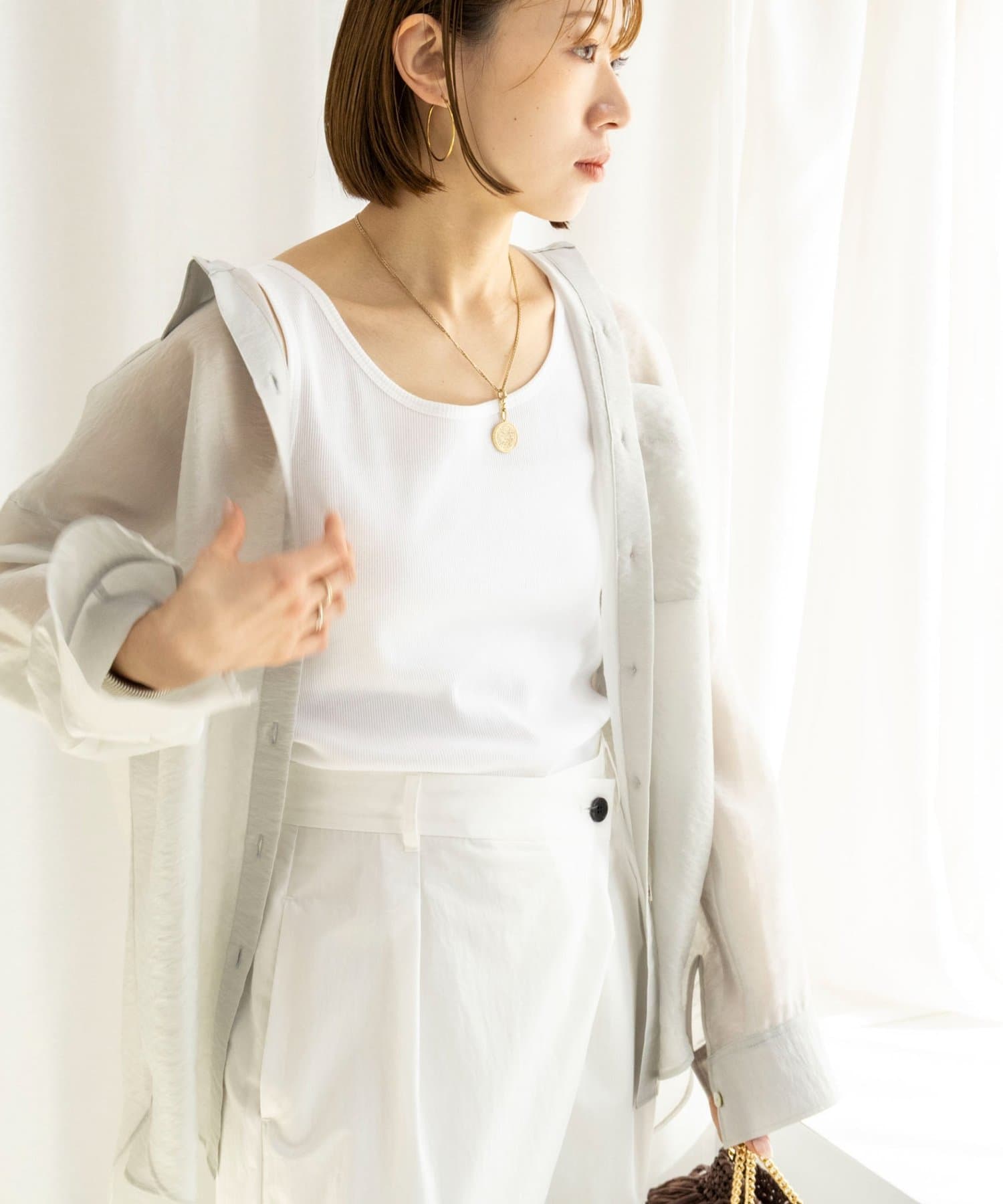 NOLLEY'S(ノーリーズ) ウォッシャブルセルロースシルクシアーシャツ