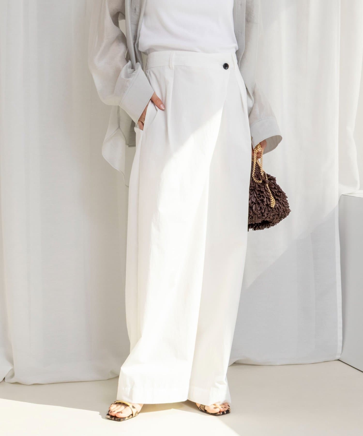 NOLLEY'S(ノーリーズ) 【一部WEB限定サイズ】ウォッシャブル撥水ワイドラップパンツ