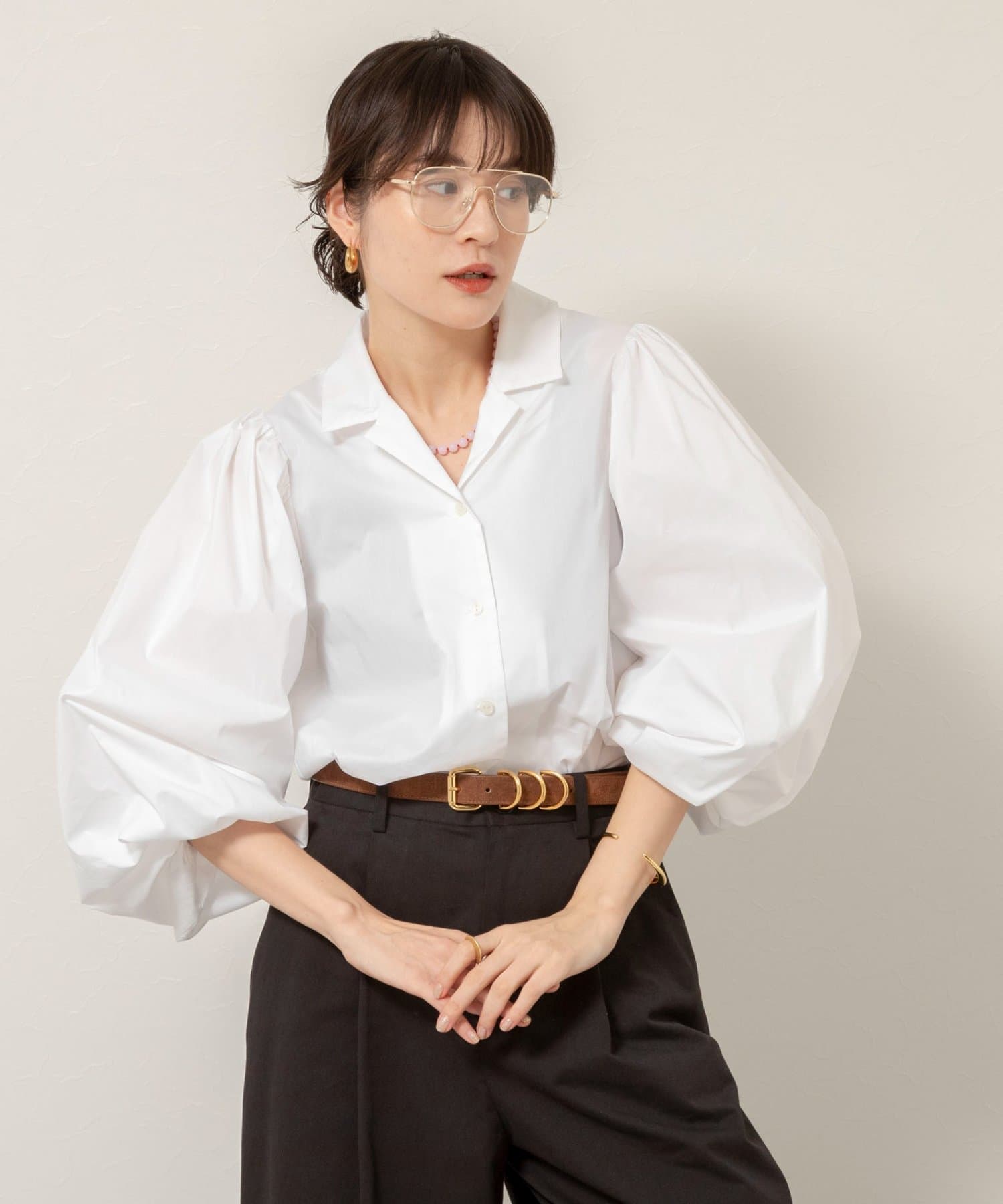 NOLLEY'S(ノーリーズ) 【MAQWEL/マクウェル】ボリュームスリーブ開襟シャツ