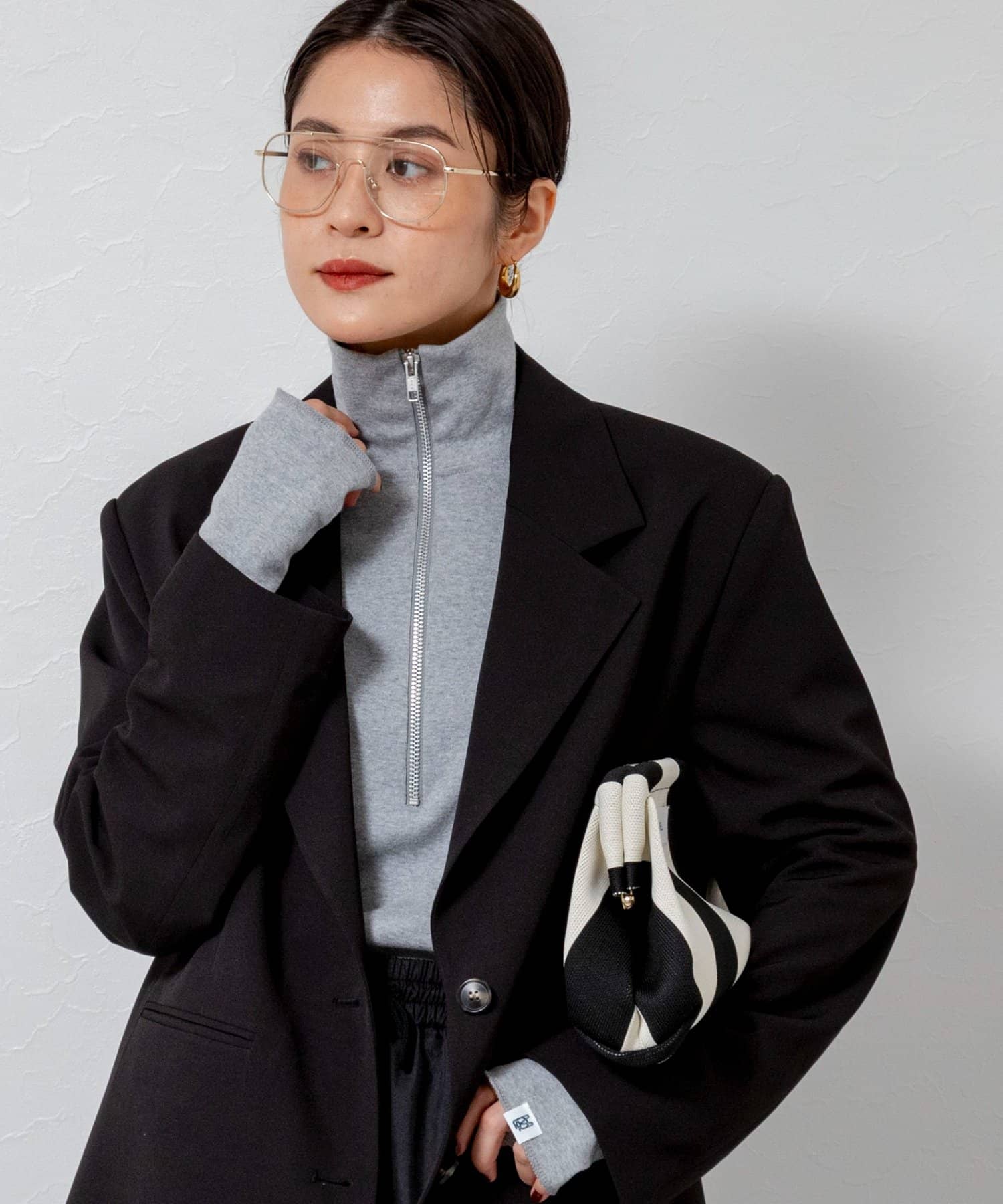 NOLLEY'S(ノーリーズ) 【MAQWEL/マクウェル】COTTON RIBハーフジッププルオーバー