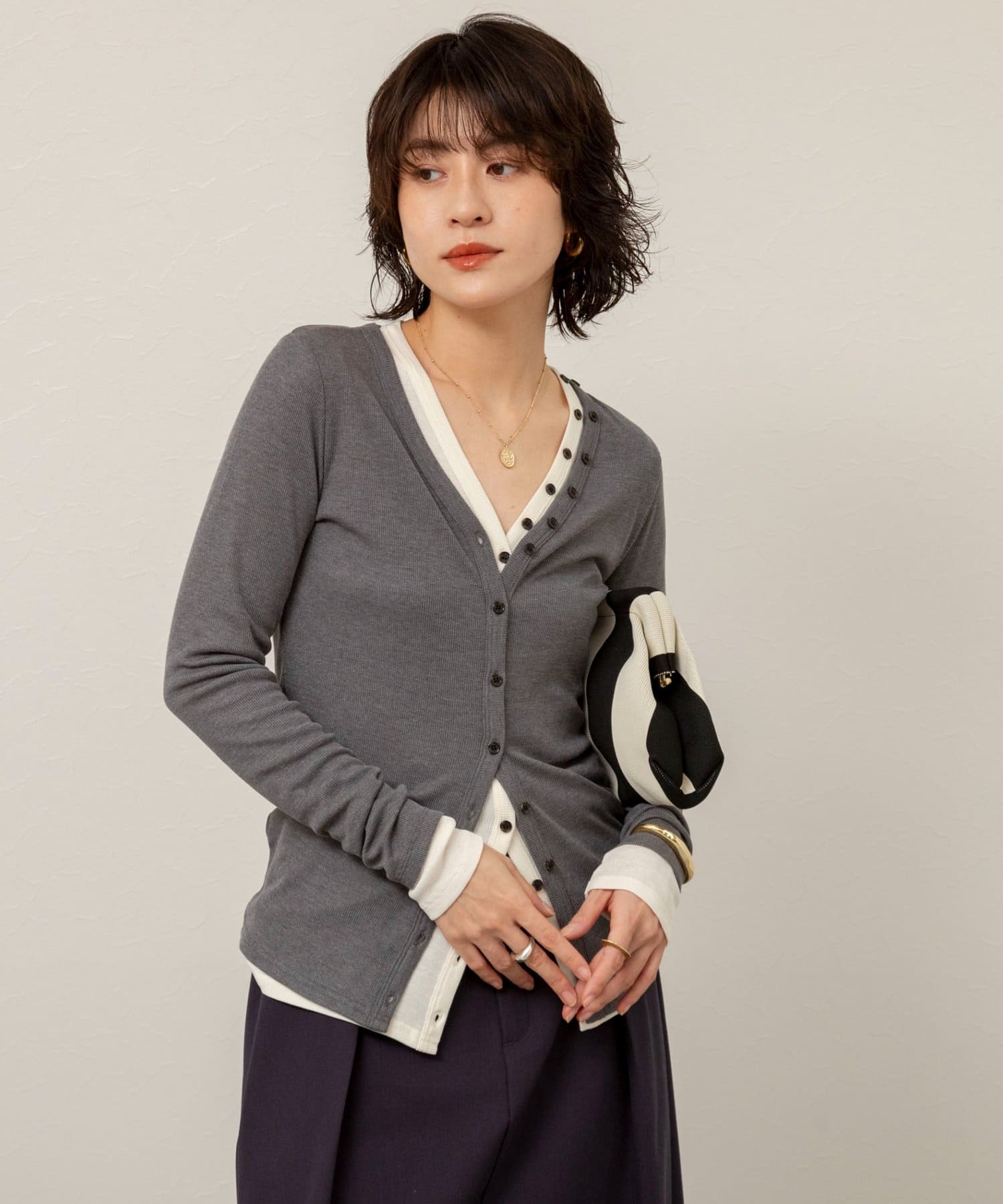 NOLLEY'S(ノーリーズ) 【MAQWEL/マクウェル】ウォッシャブルリブカーディガン