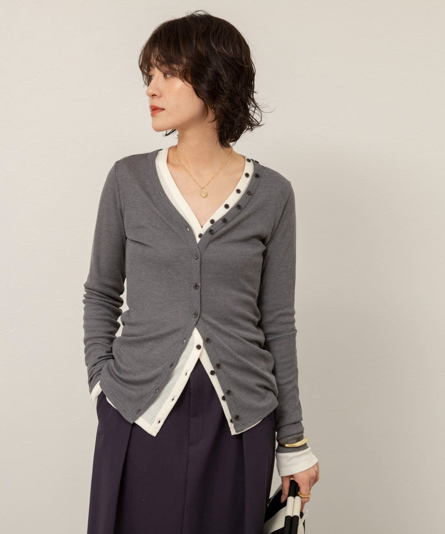 NOLLEY'S(ノーリーズ) 【MAQWEL/マクウェル】ウォッシャブルリブカーディガン