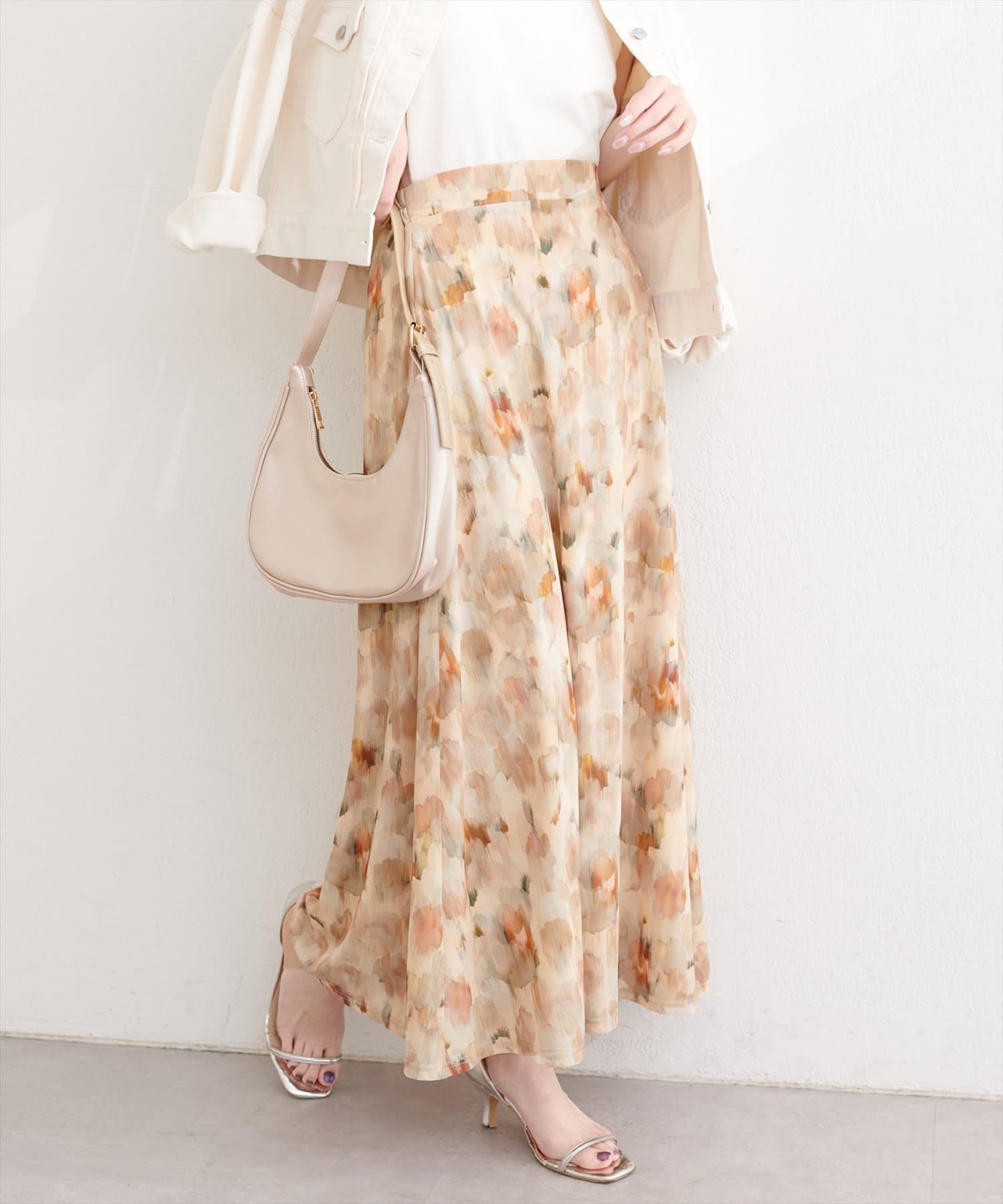 natural couture(ナチュラルクチュール) ニュアンス柄フレアスカート