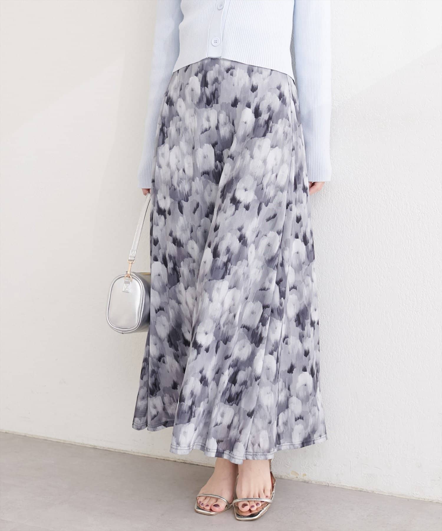 natural couture(ナチュラルクチュール) ニュアンス柄フレアスカート