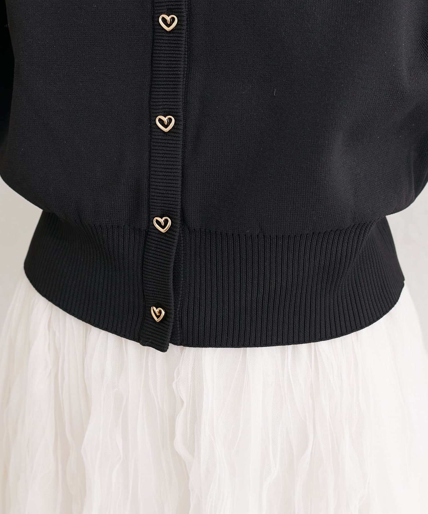 natural couture(ナチュラルクチュール) お家で洗えるちびハート釦カーディガン