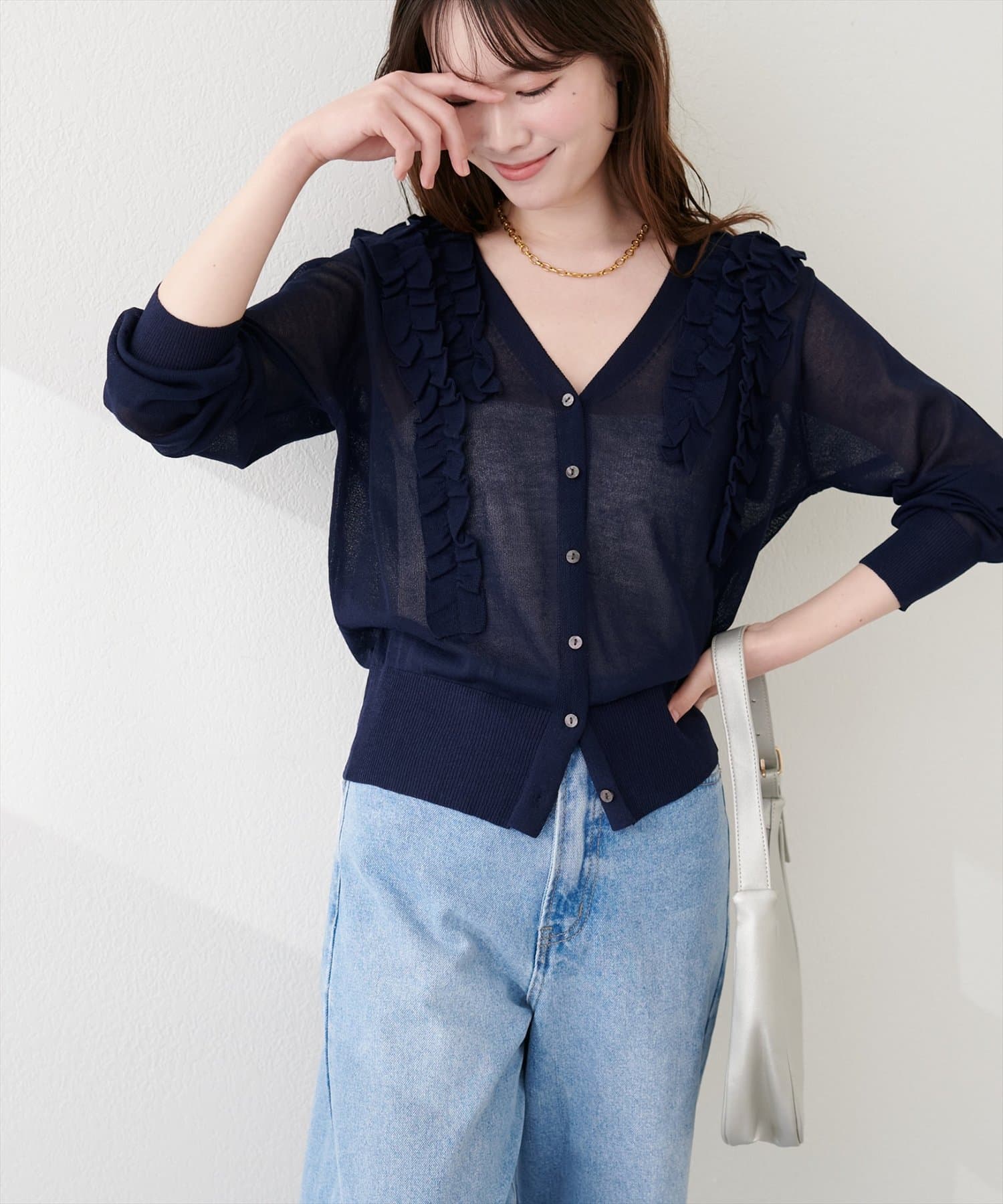 natural couture(ナチュラルクチュール) ちびフリルシアーカーディガン