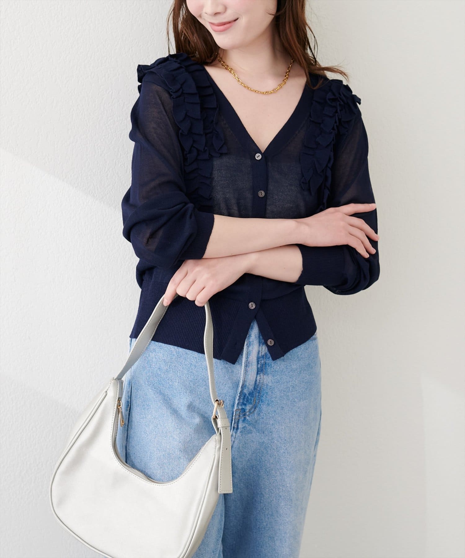 natural couture(ナチュラルクチュール) ちびフリルシアーカーディガン