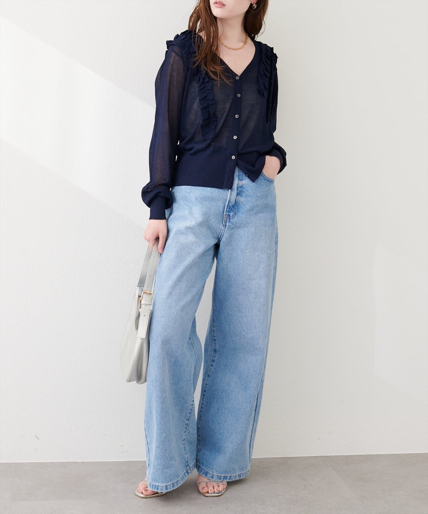 natural couture(ナチュラルクチュール) ちびフリルシアーカーディガン