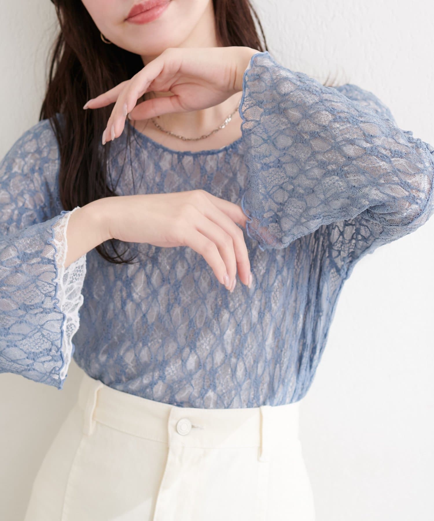 natural couture(ナチュラルクチュール) フレア袖リバーシブルレース