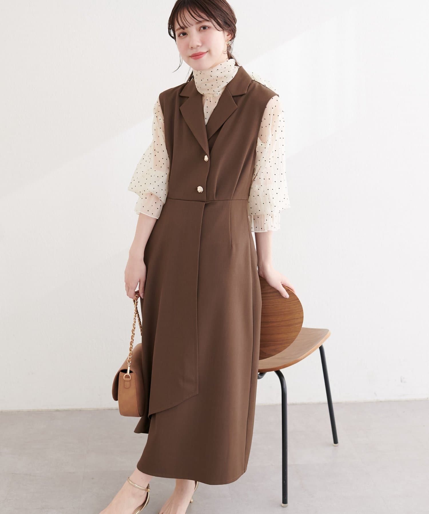 natural couture(ナチュラルクチュール) 金釦テーラーワンピース