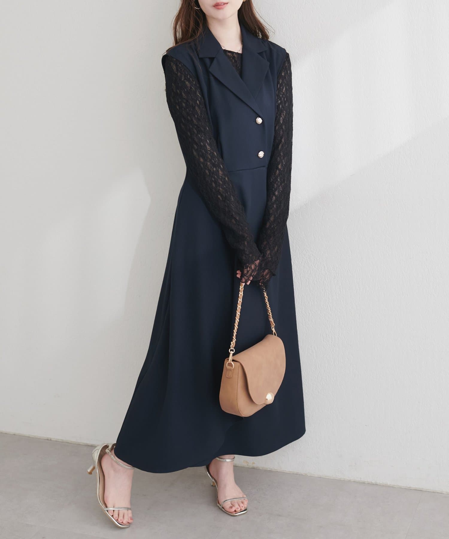 natural couture(ナチュラルクチュール) 金釦テーラーワンピース