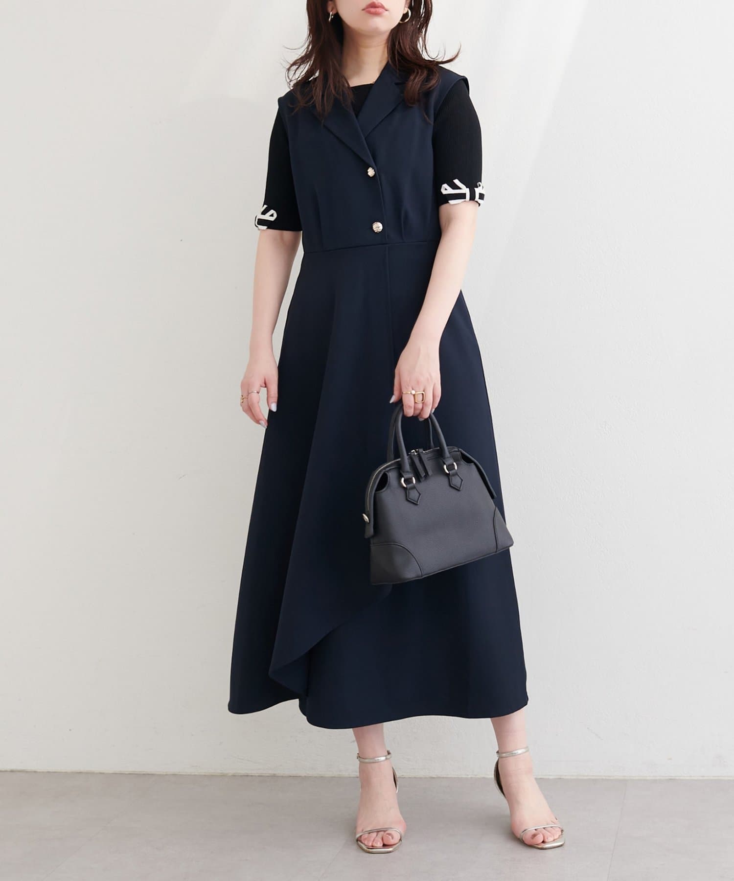 natural couture(ナチュラルクチュール) 【SNSで人気】金釦テーラーワンピース