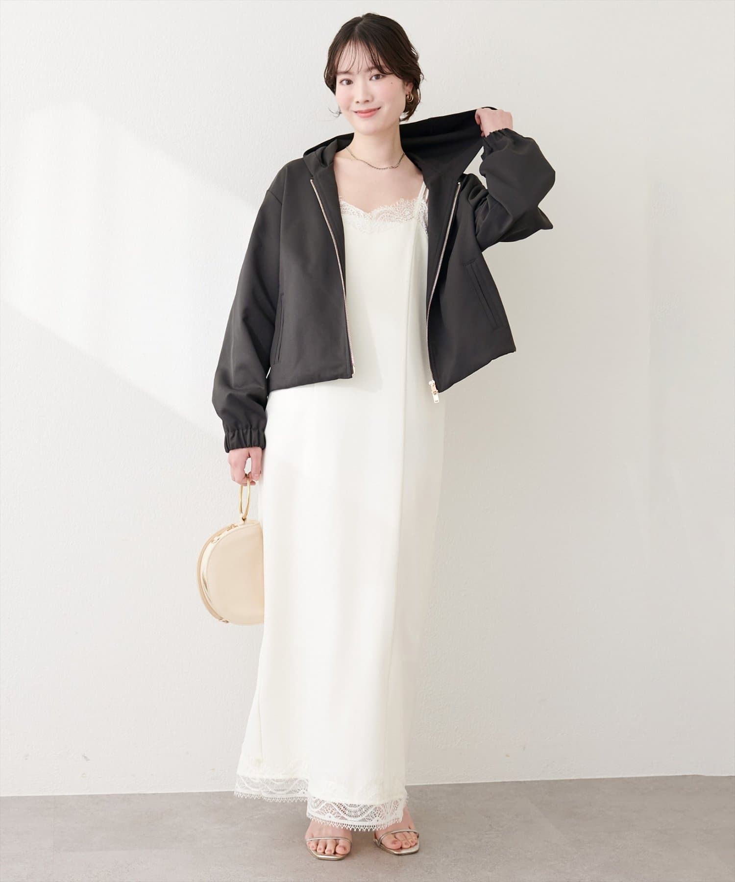 natural couture(ナチュラルクチュール) フード付きショート丈ブルゾン