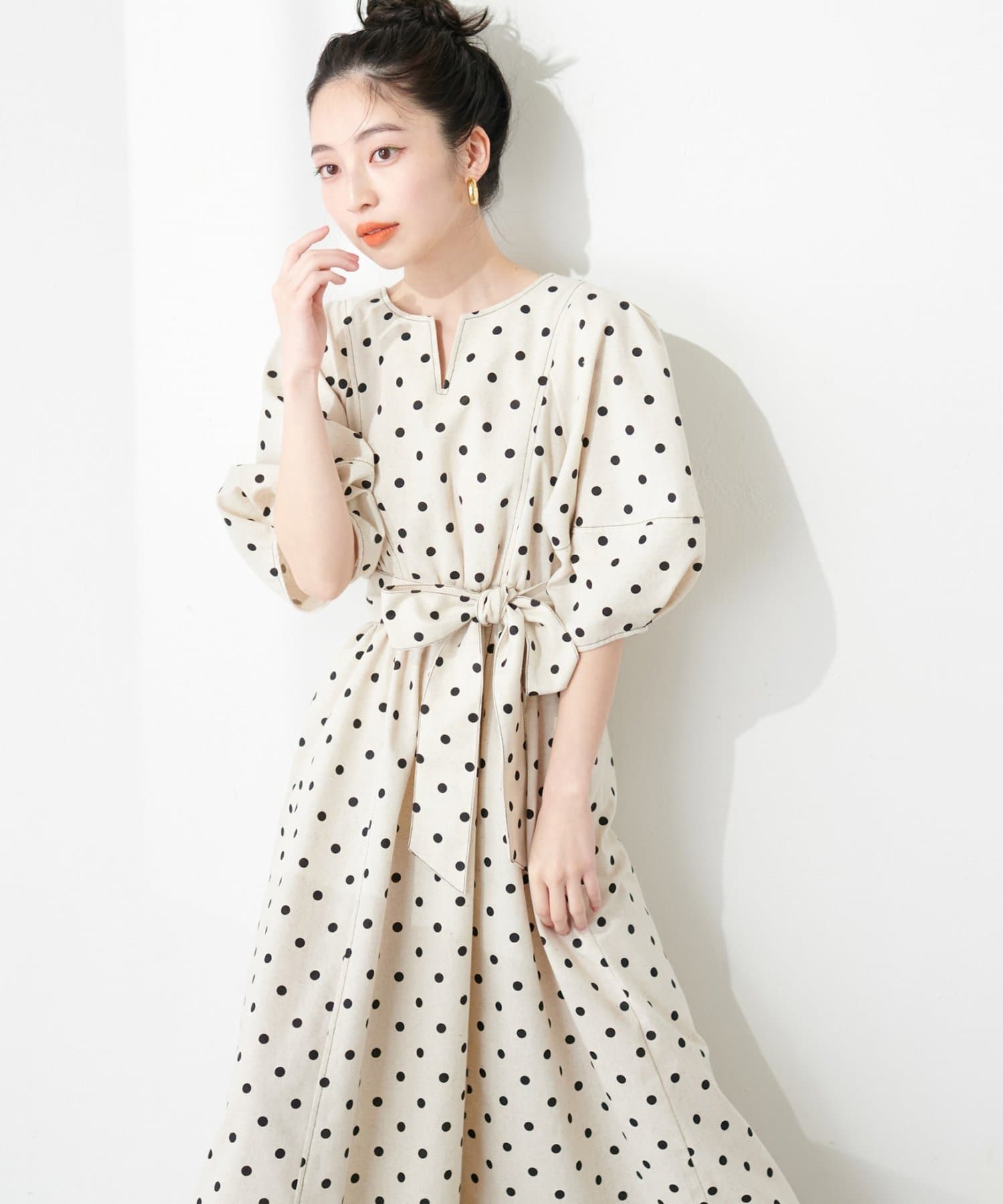 natural couture(ナチュラルクチュール) ランタンスリーブワンピース