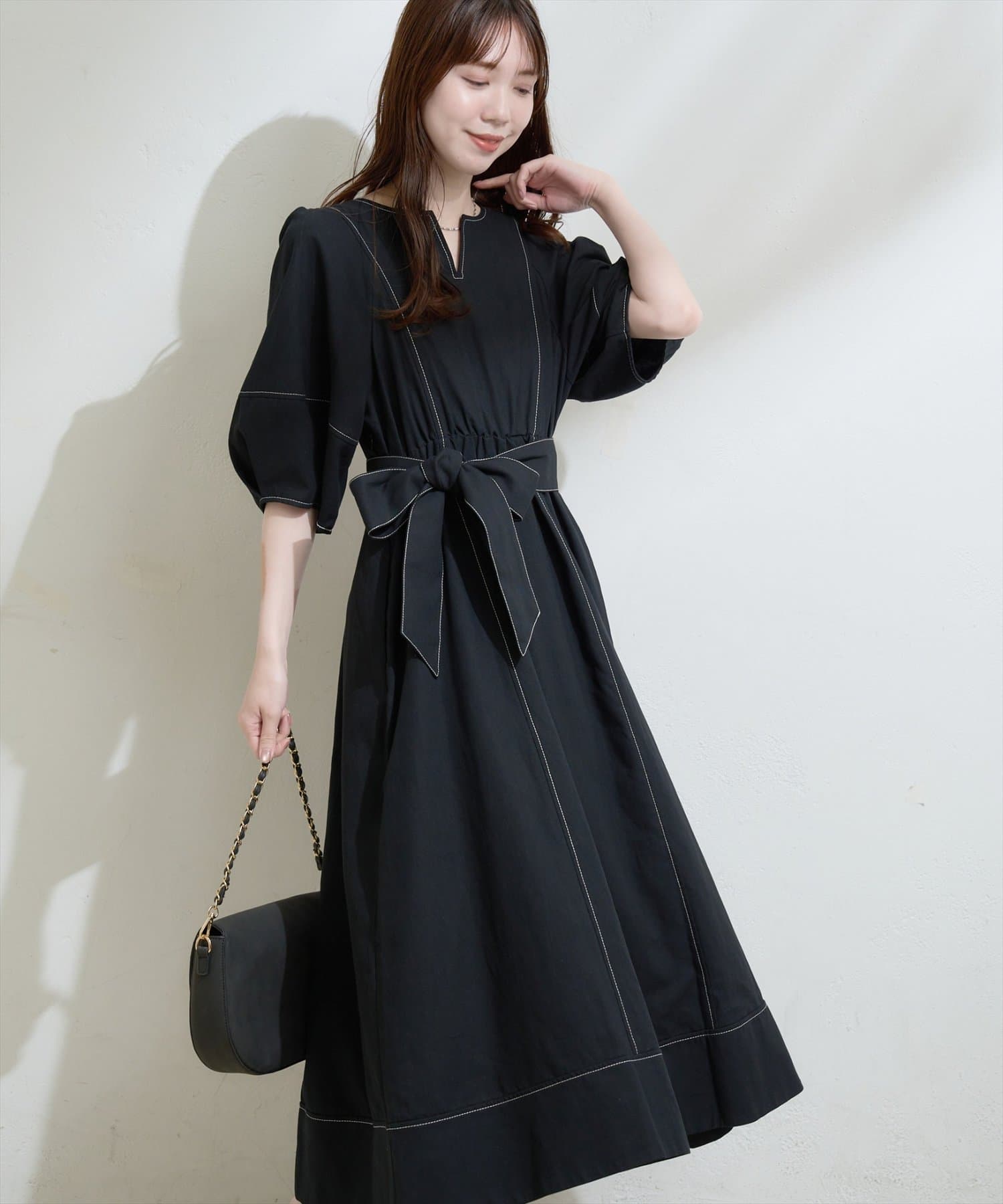 natural couture(ナチュラルクチュール) 【累計販売数3万枚突破】【全骨格優勝】ランタンスリーブワンピース