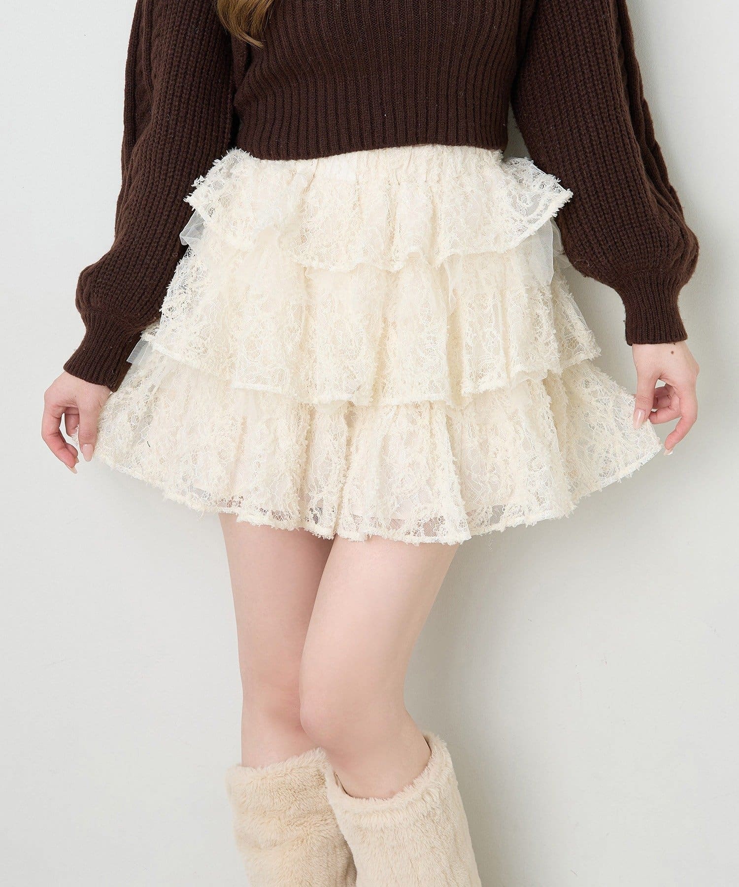 NICE CLAUP / OLIVE des OLIVE OUTLET(ナイスクラップ  / オリーブ デ オリーブ アウトレット) 【one after another】フリルミニスカート