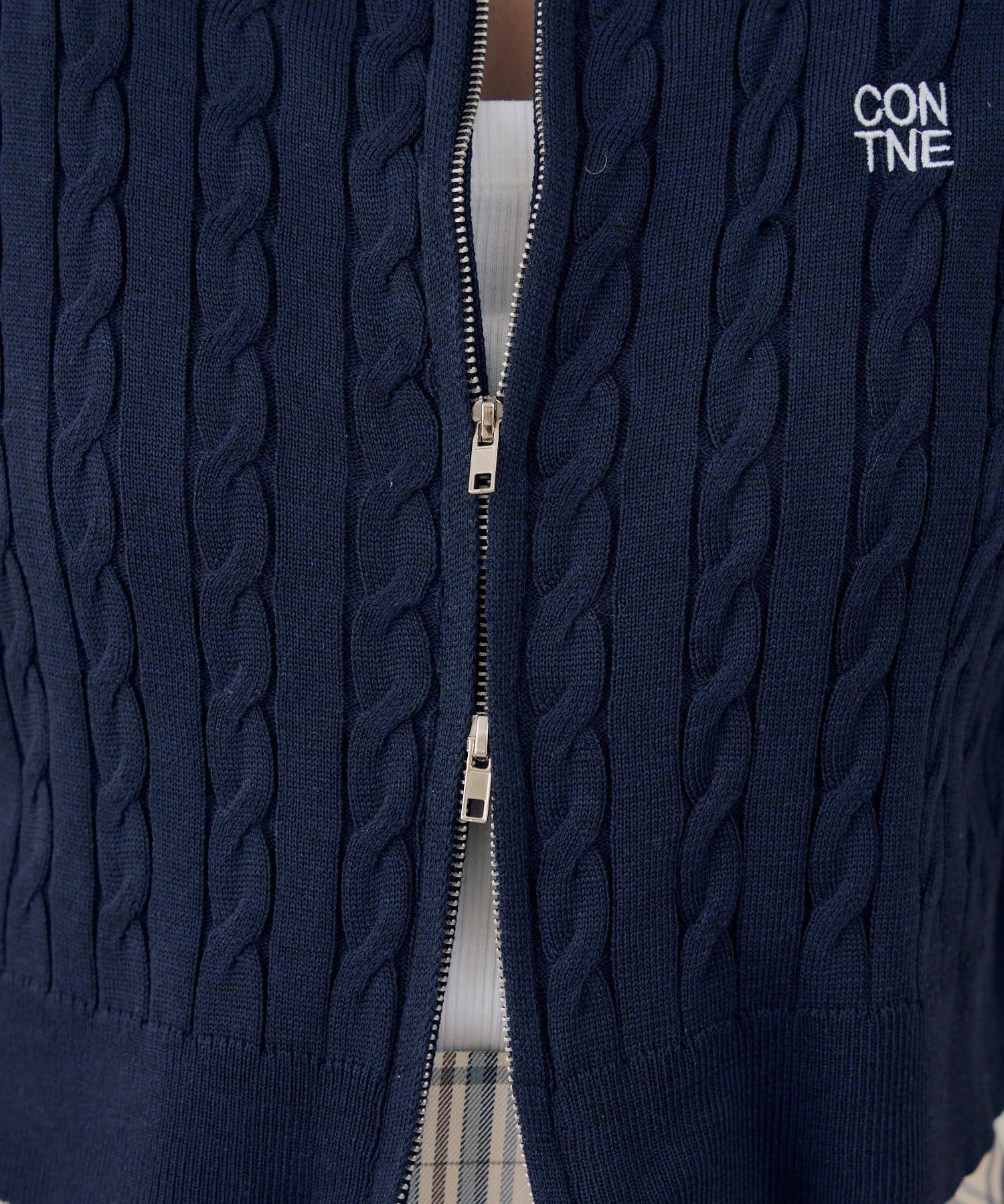 NICE CLAUP / OLIVE des OLIVE OUTLET(ナイスクラップ  / オリーブ デ オリーブ アウトレット) 【continuer】2枚衿WZIPカーディガン