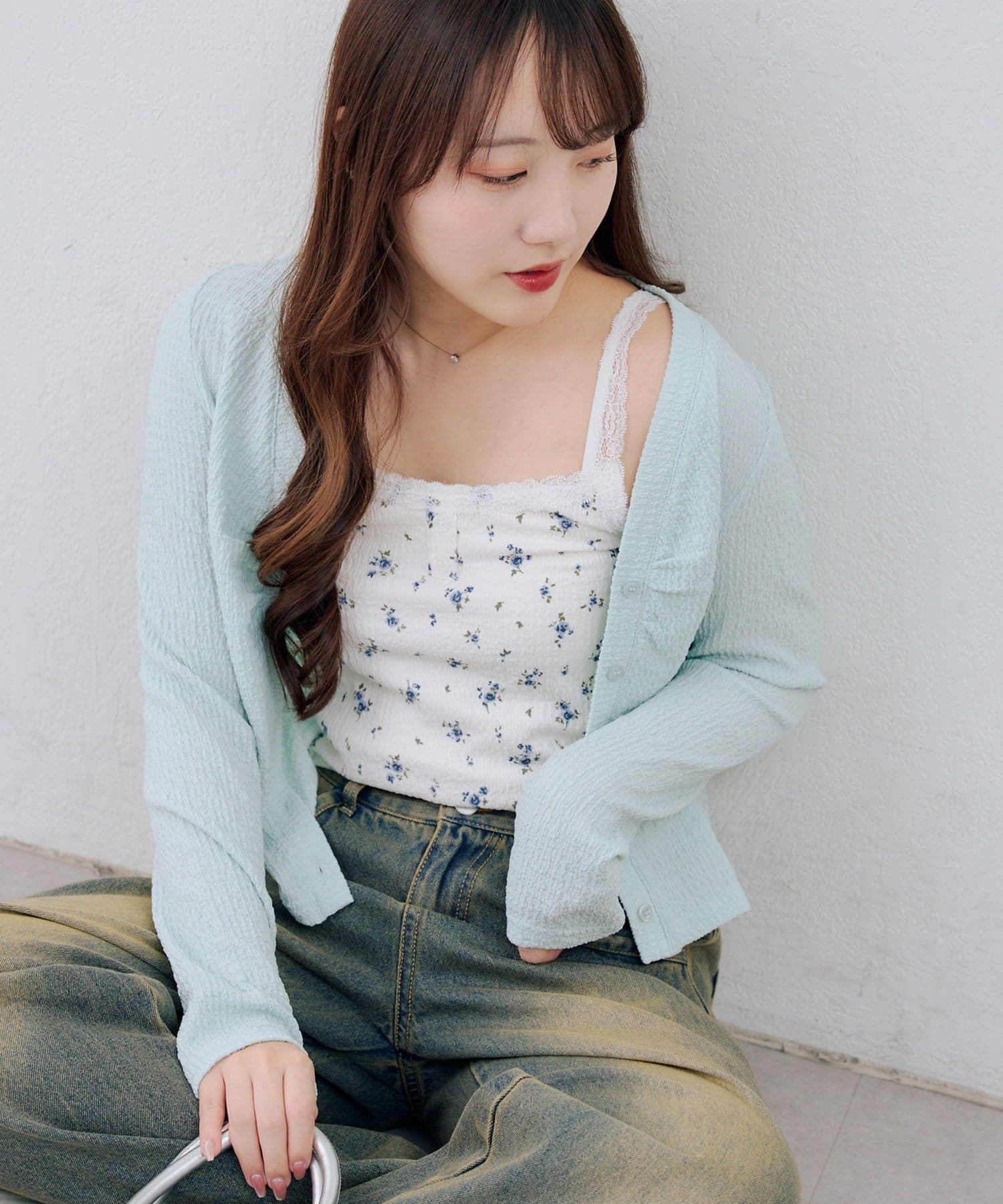 NICE CLAUP / OLIVE des OLIVE OUTLET(ナイスクラップ  / オリーブ デ オリーブ アウトレット) 【RMAF】花柄ジャガード×キャミSET