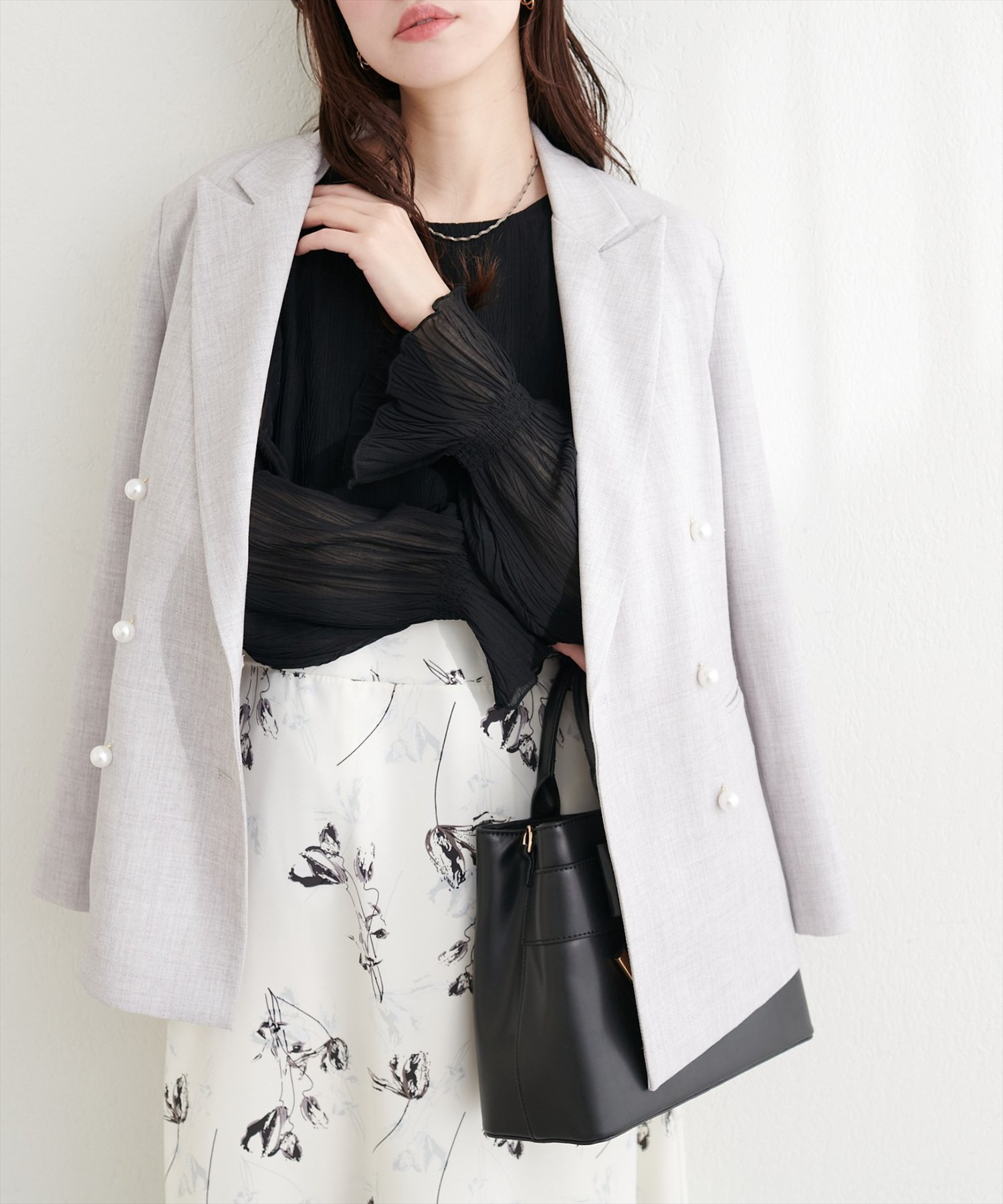 natural couture(ナチュラルクチュール) キャンディスリーブプリーツブラウス