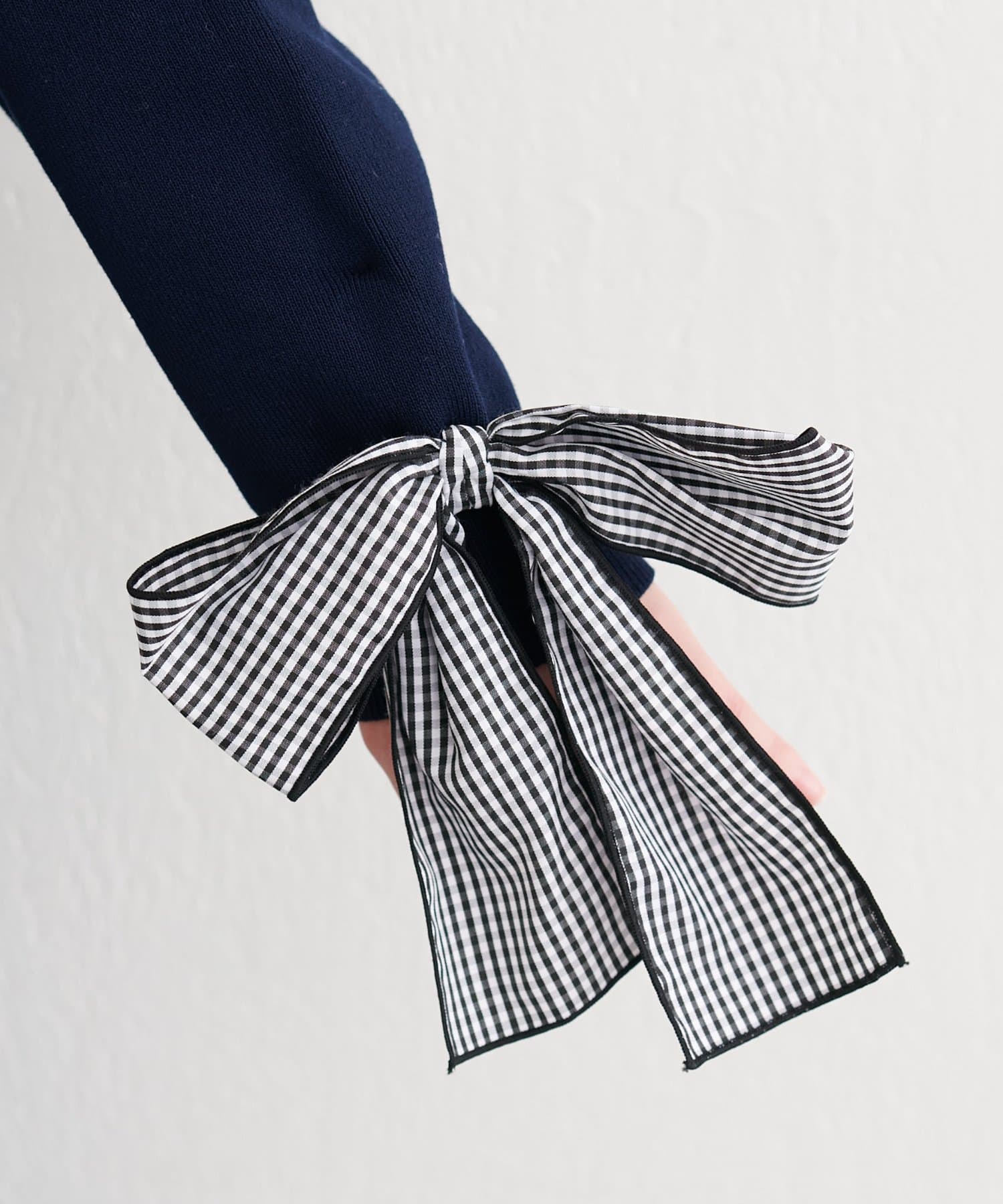 natural couture(ナチュラルクチュール) 長さ変えられる袖口リボンカーディガン