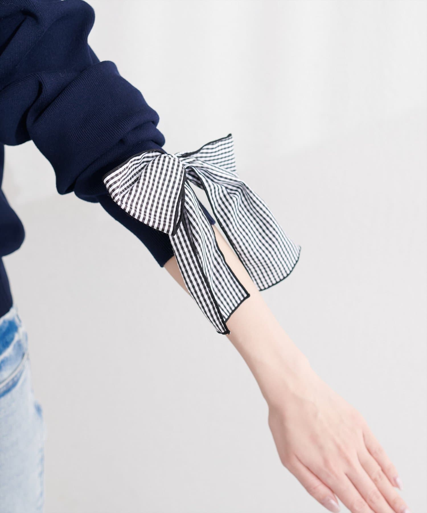 natural couture(ナチュラルクチュール) 長さ変えられる袖口リボンカーディガン