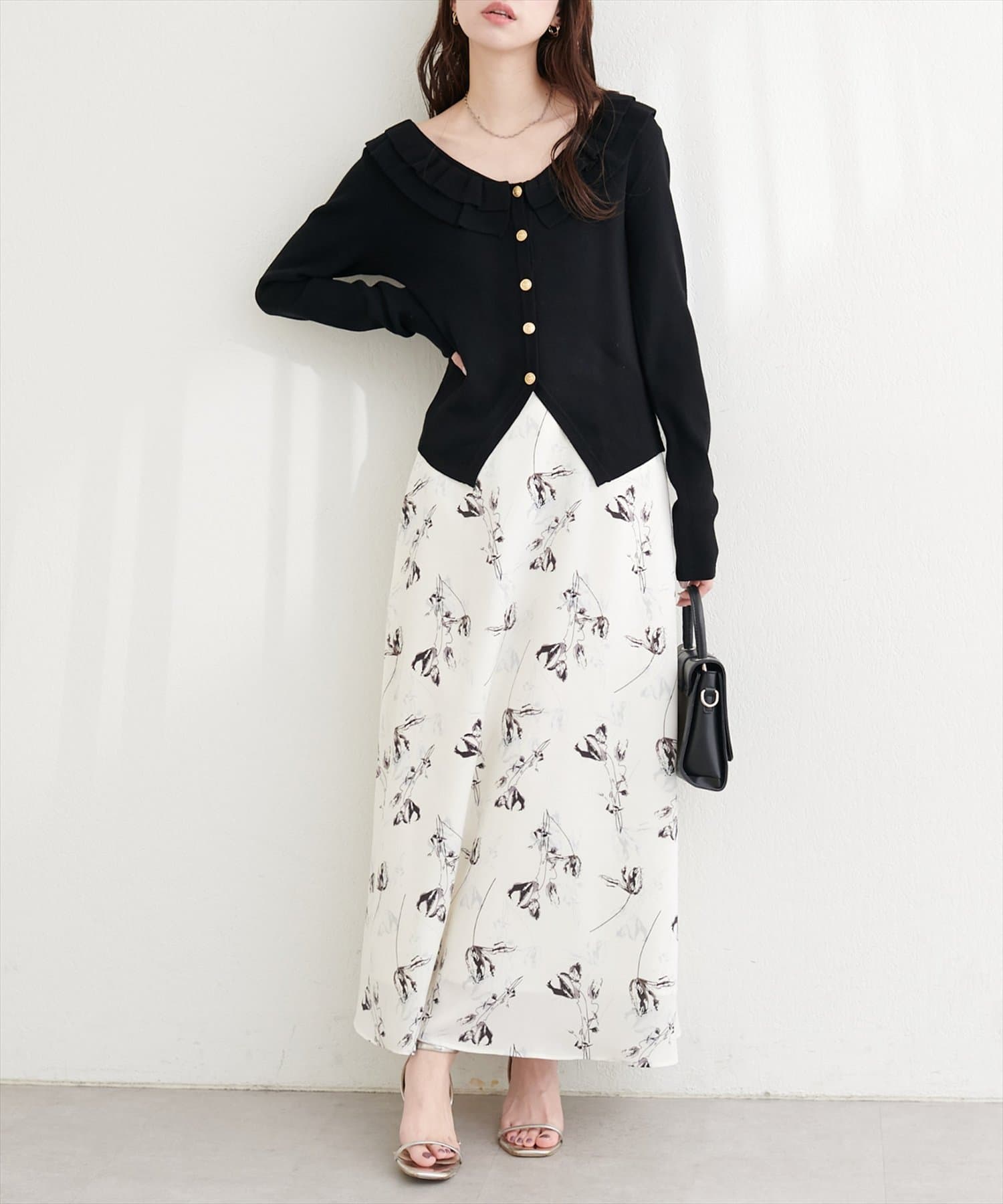 natural couture(ナチュラルクチュール) フリルカラースプリングカーディガン