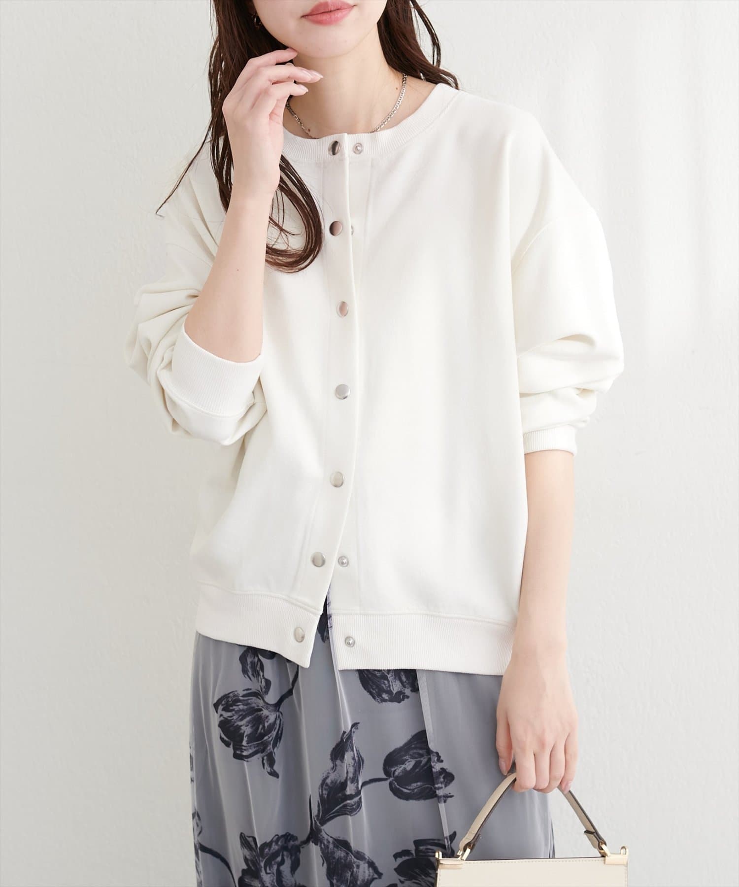 natural couture(ナチュラルクチュール) ダブルフェイスカットカーディガン